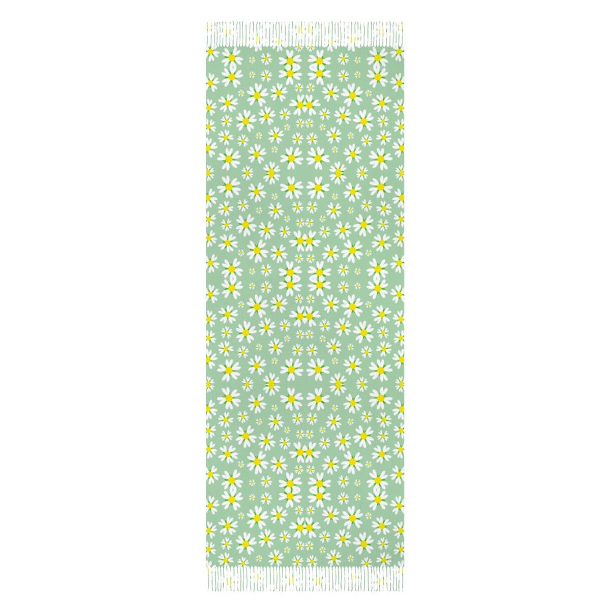 Cashmere-like Tassel Scarf Green Daisy