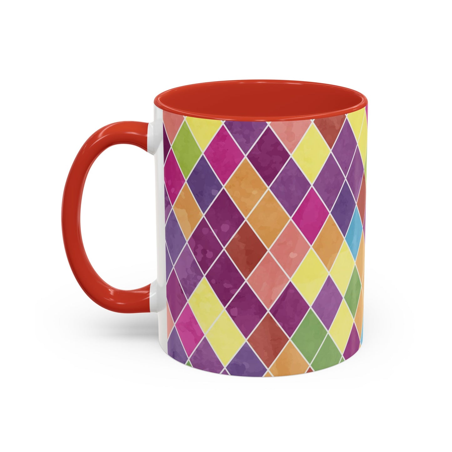 Colorful Diamond Pattern Coffee Mug, Coffee Lover Gift, Bright Kitchen Decor, Artistic Mug, Vibrant Drinkware