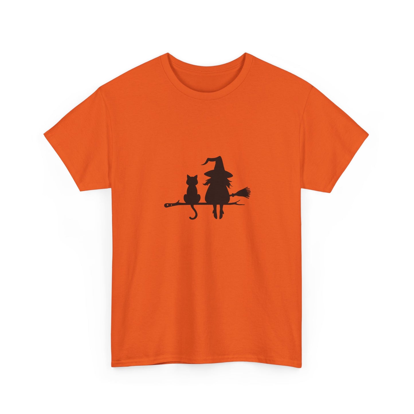 Witch and Cat Tee | Spooky Unisex Shirt for Halloween | Cute Witchwear for Cat Lovers | Fall Wardrobe Essential | Gift for Magical Friends