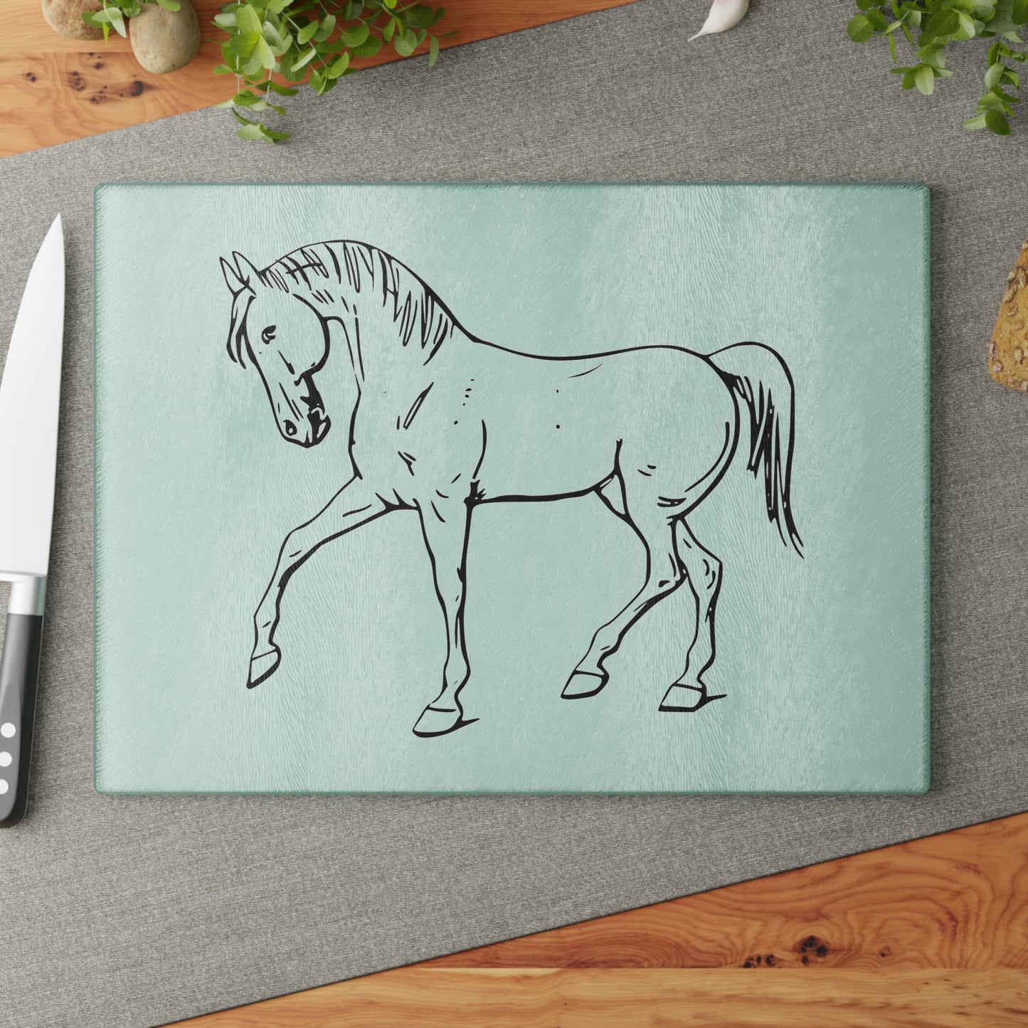 Elegant Horse Glass Cutting Board, Equine Decor, Unique Kitchen Gift, Farmhouse Kitchen, Wedding Gift, Gift for Horse Lovers