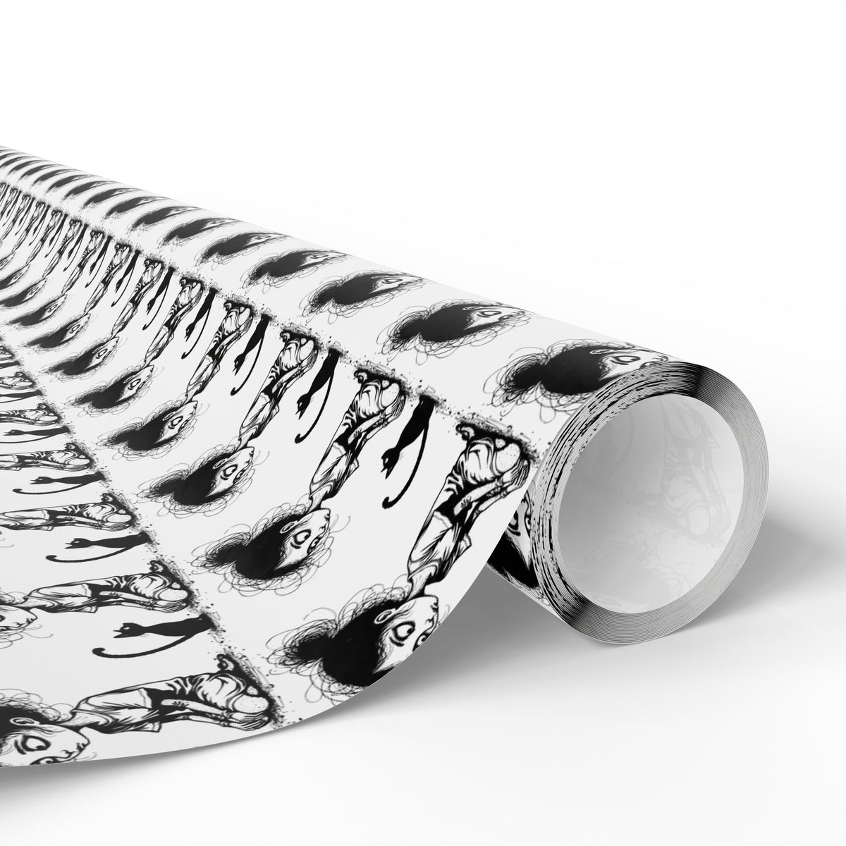 Wrapping Paper Roll — Black & White Repeating Eye Pattern