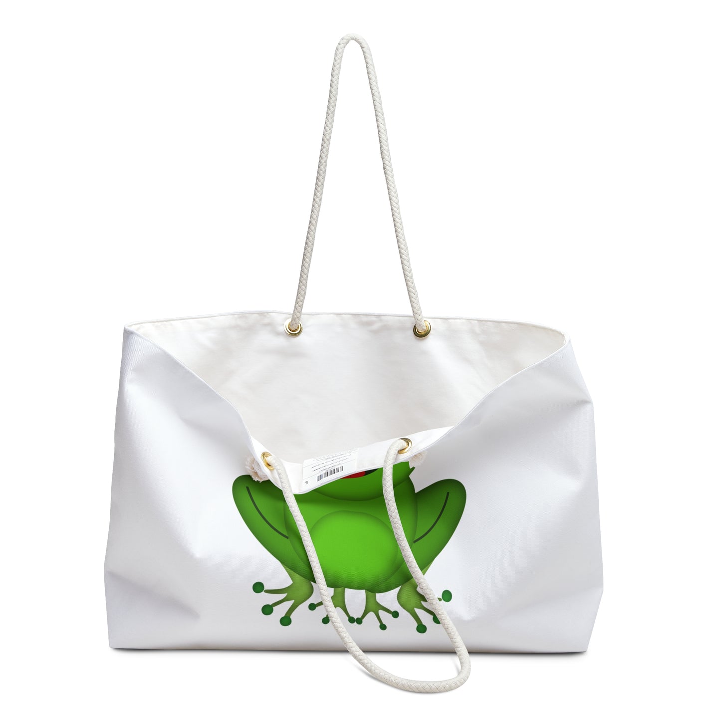 Frog-Themed Weekender Bag for Travel, Beach, Gym, Eco-Friendly Tote, Cute Green Frog Design