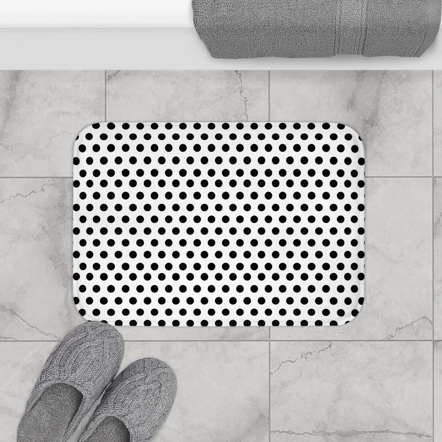 Stylish Polka Dot Bath Mat, Modern Bathroom Decor, Non-Slip Rug, Home Essentials, Gift for Her, Fun Bathroom Accessory