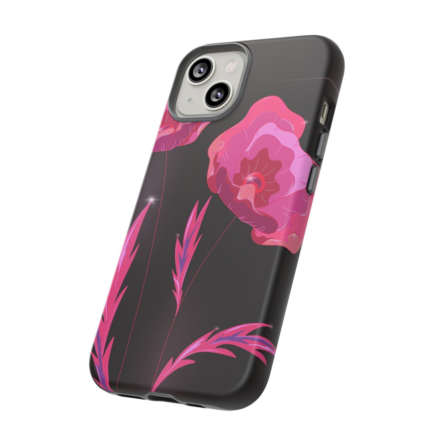 Floral iPhone Case | Tough Cases with Pink Poppy Design, Elegant Flower Phone Cover, Gift for Her, Spring Accessories, Chic Tech