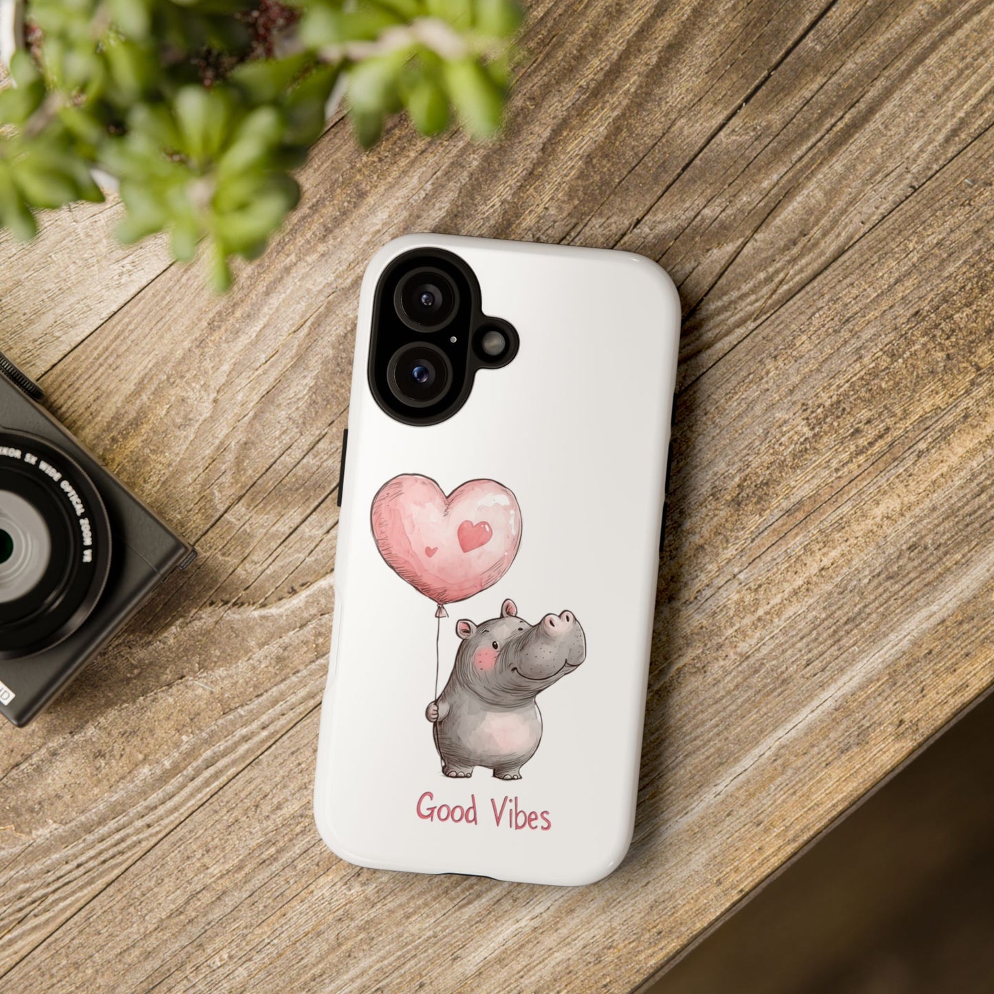 Cute Hippo Phone Case - Good Vibes Design, Animal Lover Gift, Fun Accessory, Birthday Present, Phone Accessories