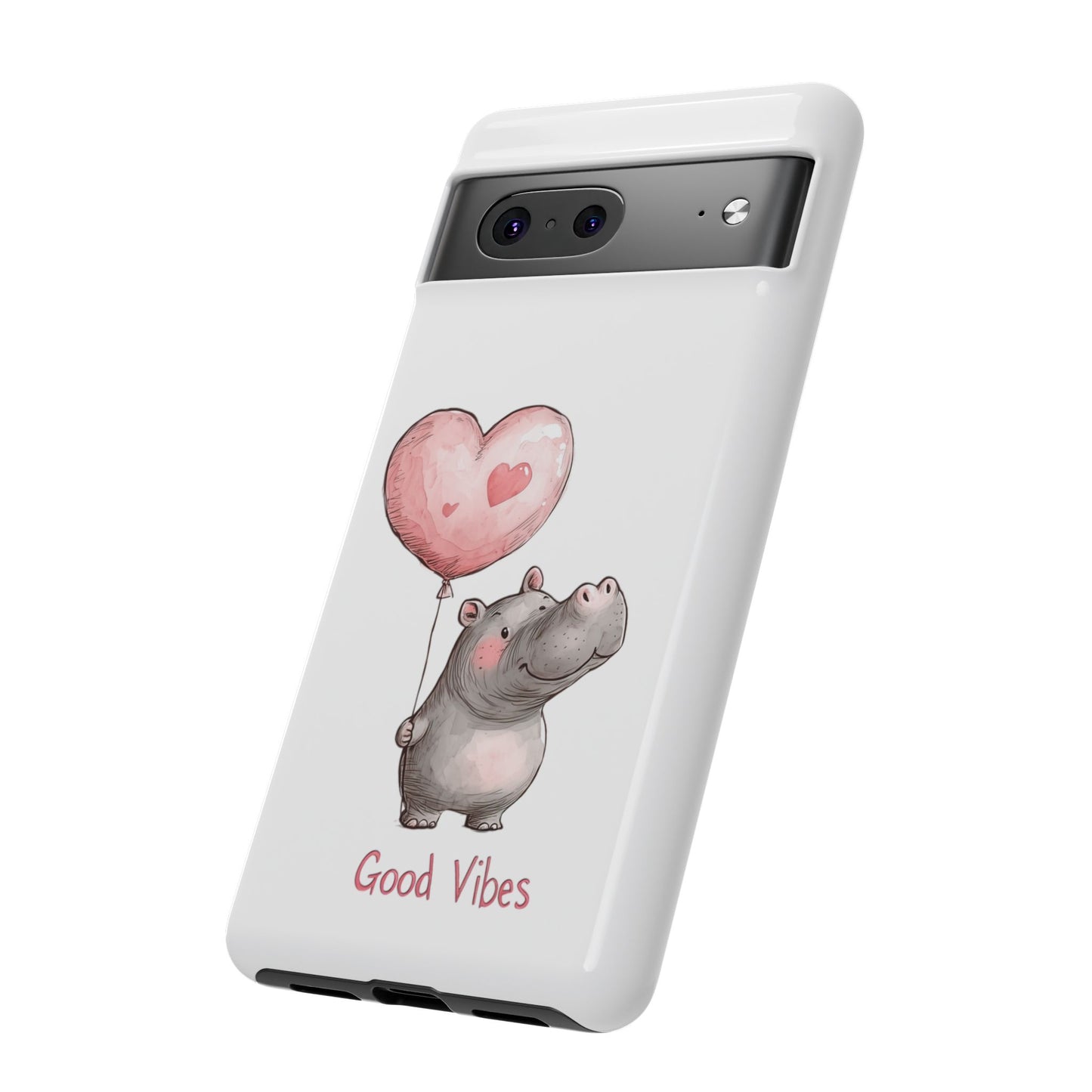 Cute Hippo Phone Case - Good Vibes Design, Animal Lover Gift, Fun Accessory, Birthday Present, Phone Accessories