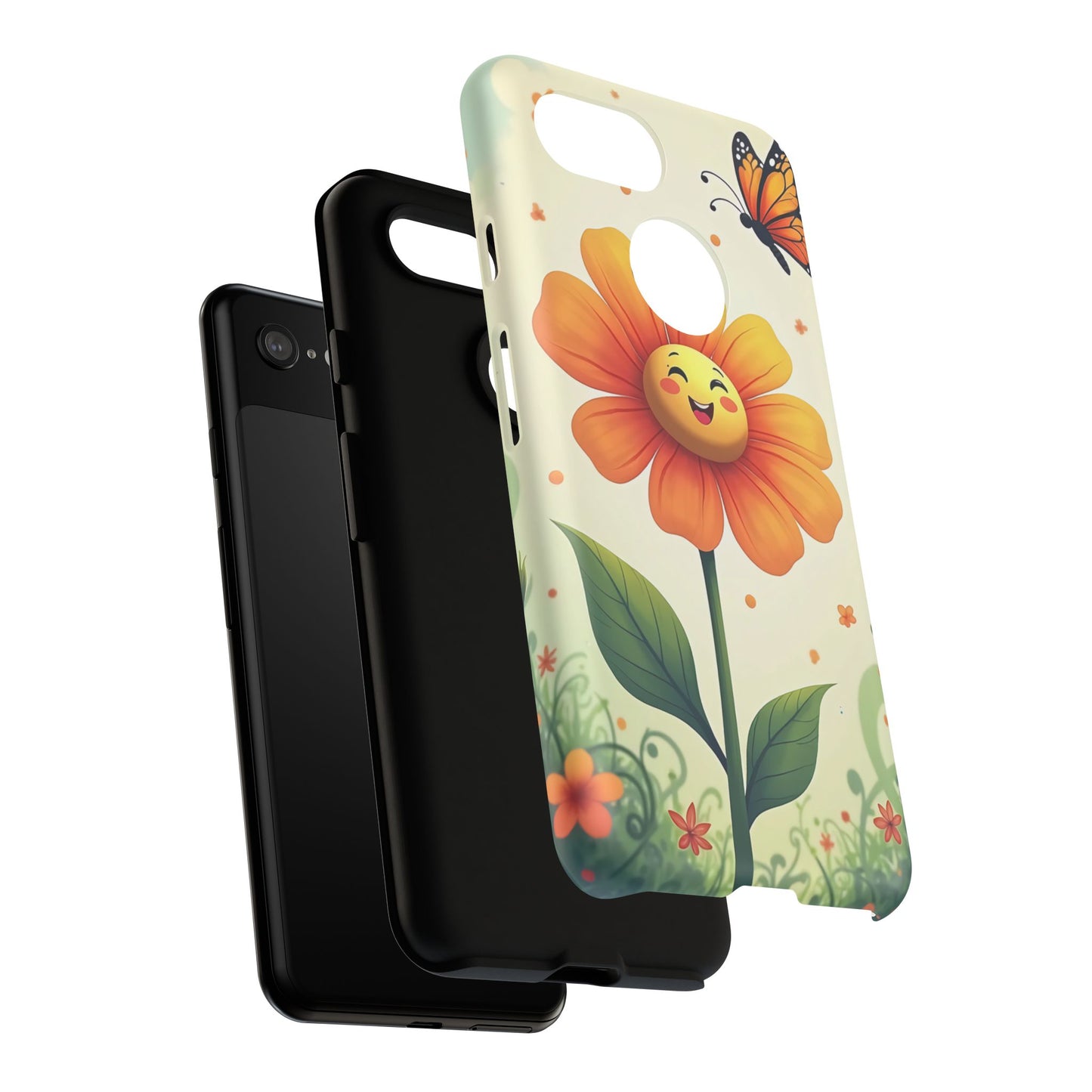 Floral Phone Case with Butterfly Design, Cute Flower Phone Cover for Nature Lovers, Eco-Friendly Gift, Spring Vibes, Birthday Present