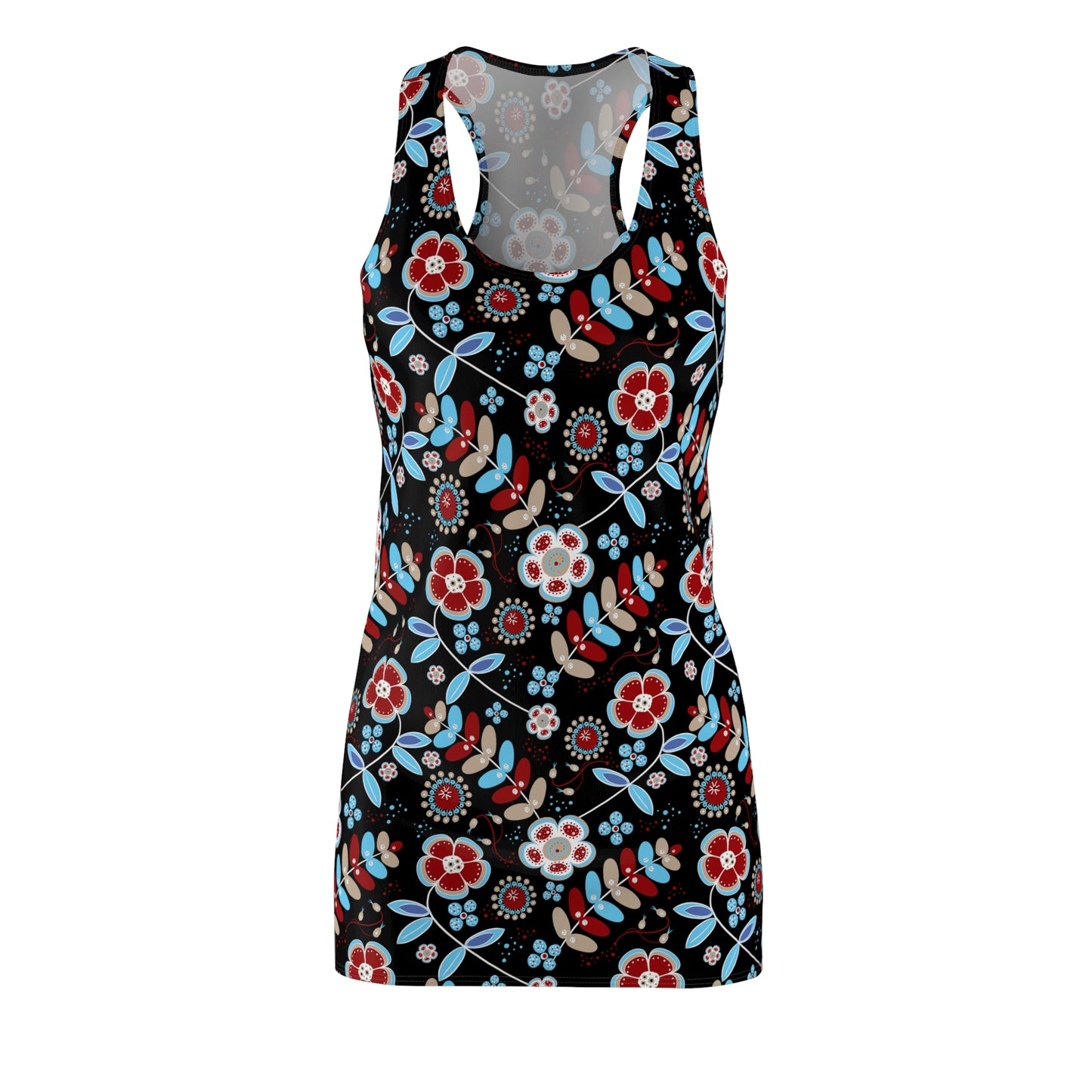 Floral Racerback Dress, Summer Dress, Vacation Outfit, Casual Wear, Gift for Her, Beach Dress