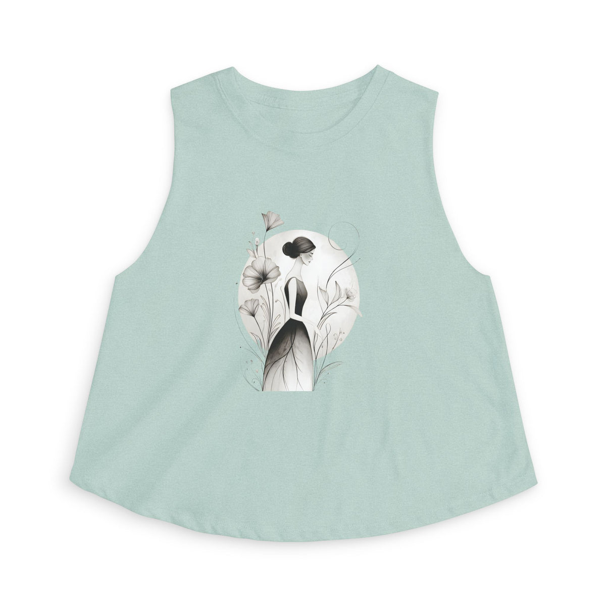 Floral Portrait Crop Top — Minimalist Botanical Art Tank