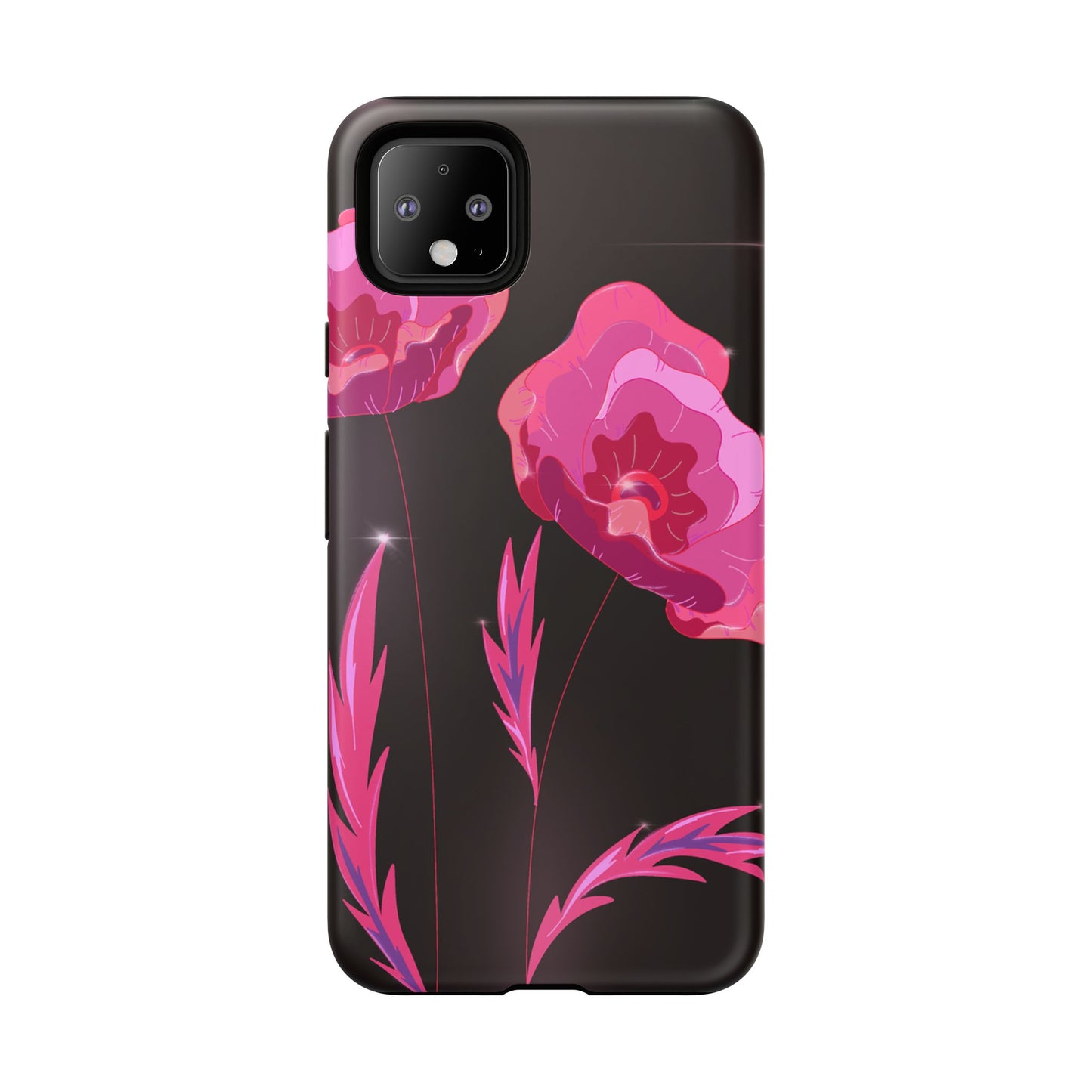 Floral iPhone Case | Tough Cases with Pink Poppy Design, Elegant Flower Phone Cover, Gift for Her, Spring Accessories, Chic Tech