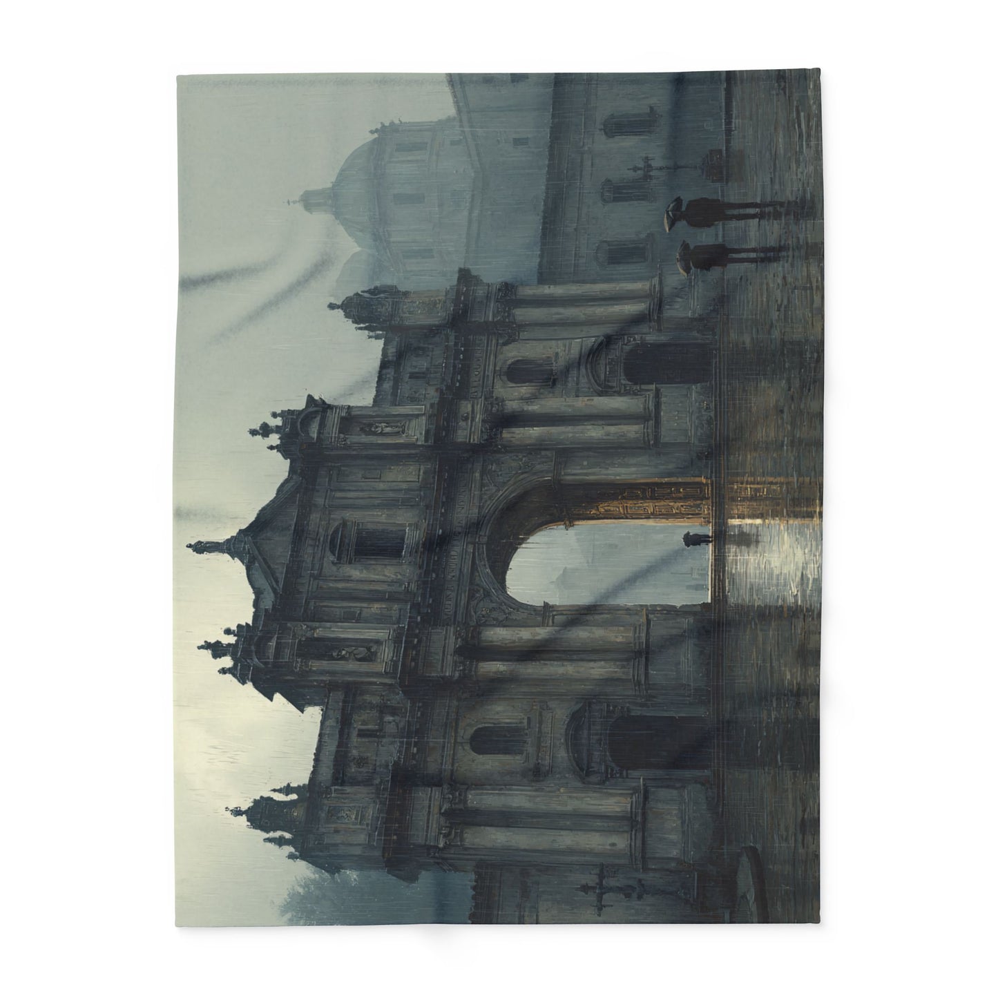 Cozy Arctic Fleece Blanket with Artistic Architecture Design, Soft Throw Blanket, Home Decor, Gift for Art Lovers, Warm Bedding