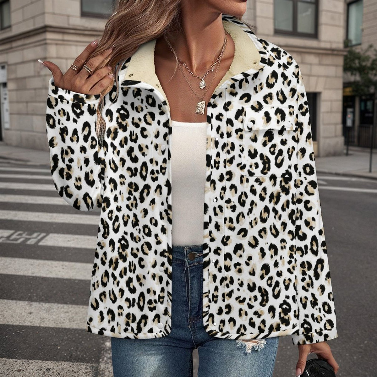 Stand-up Collar Fleece Casual Jacket