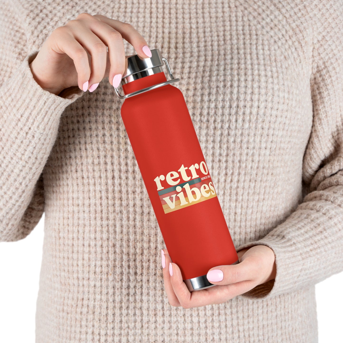 Retro Vibes Insulated Water Bottle, 22oz - Trendy Travel Flask, Stylish Hydration Gift for Fitness Lovers, Eco-Friendly Beverage Container