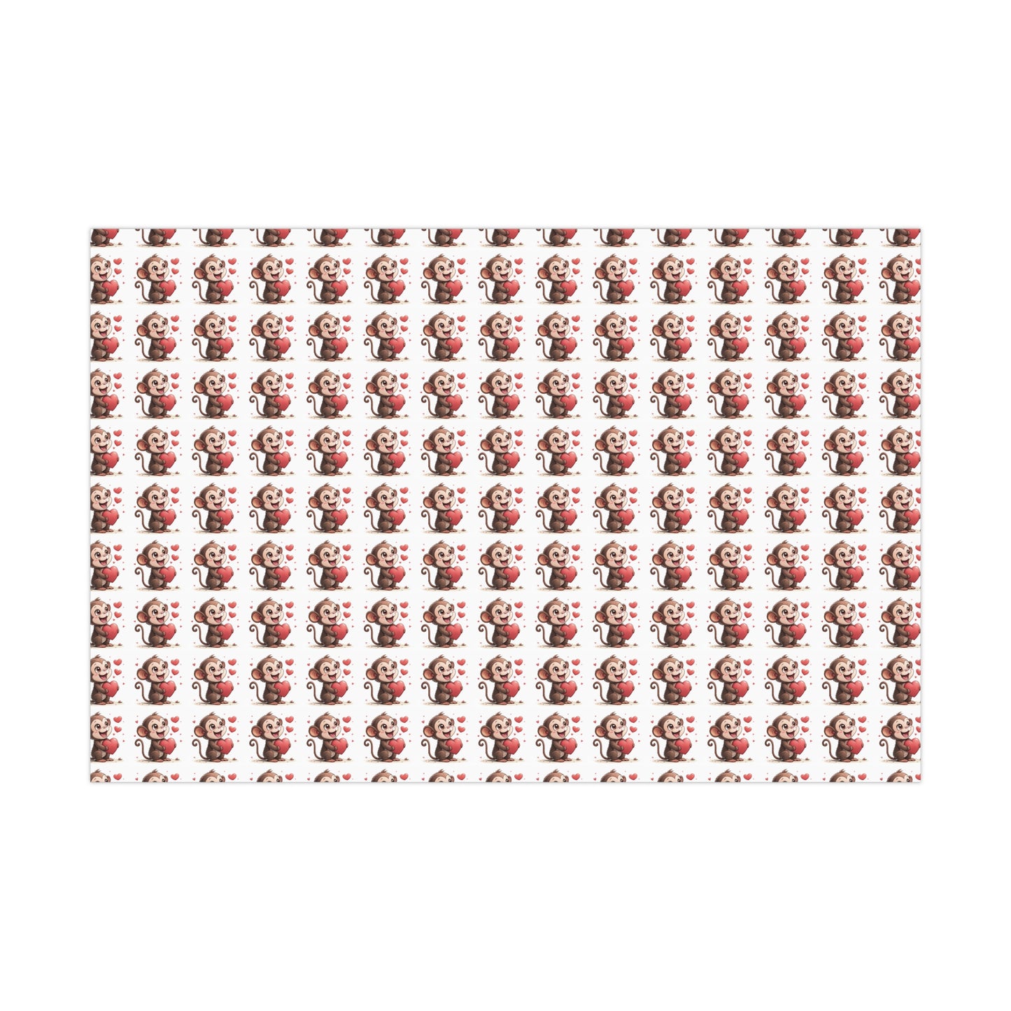 Cute Monkey Valentine's Gift Wrap Paper, Festive Wrapping Paper for Kids, Holiday Gift Wrap, Birthday Wrap, Monkey Love Print