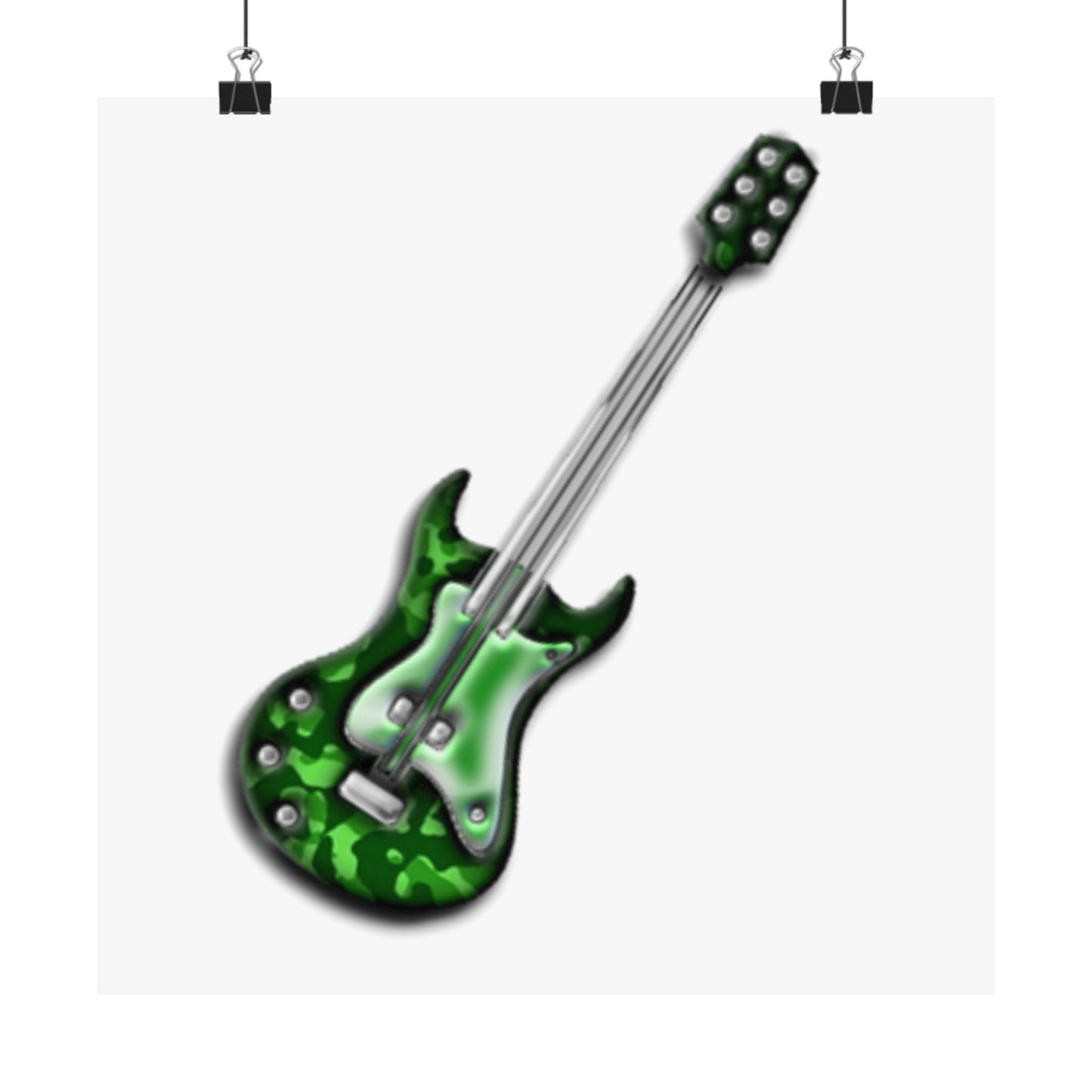 Guitar Art Poster - Rock Music Decor, Green Guitar Wall Art, Musician Gift, Home Office Decor, Music Lover Gift