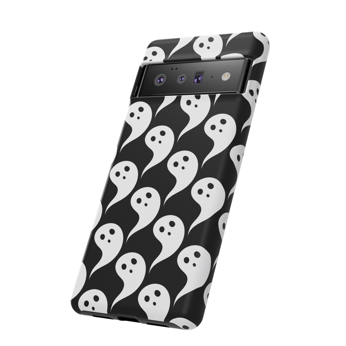 Ghost Pattern Phone Case, Cute Ghost Cell Phone Cover, Halloween Accessory, Spooky Gift, Black and White Phone Case