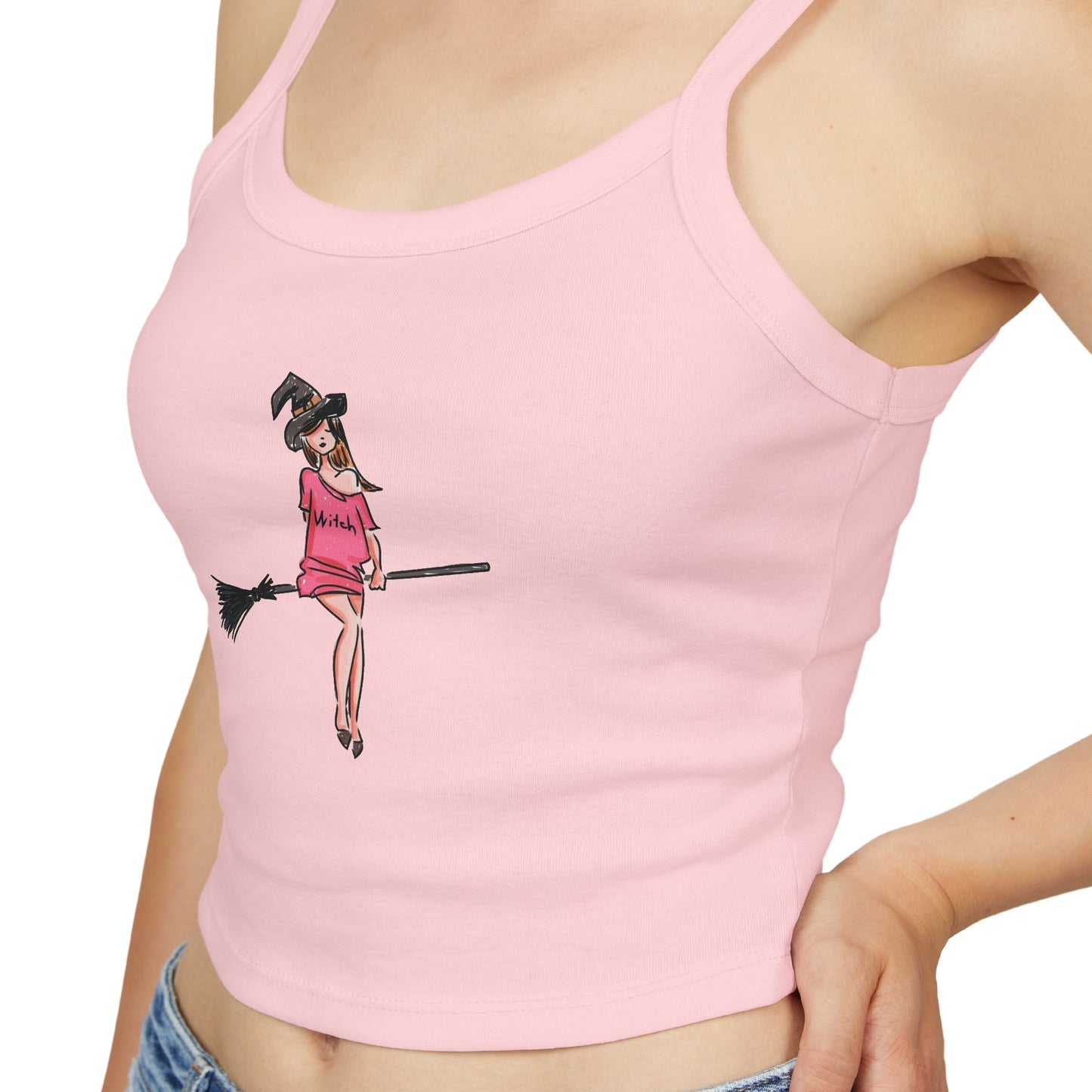 Witchy Spaghetti Strap Tank Top - Fun Summer Wear, Casual Party Top, Perfect for Halloween, Gifts for Friends, Everyday Fashion