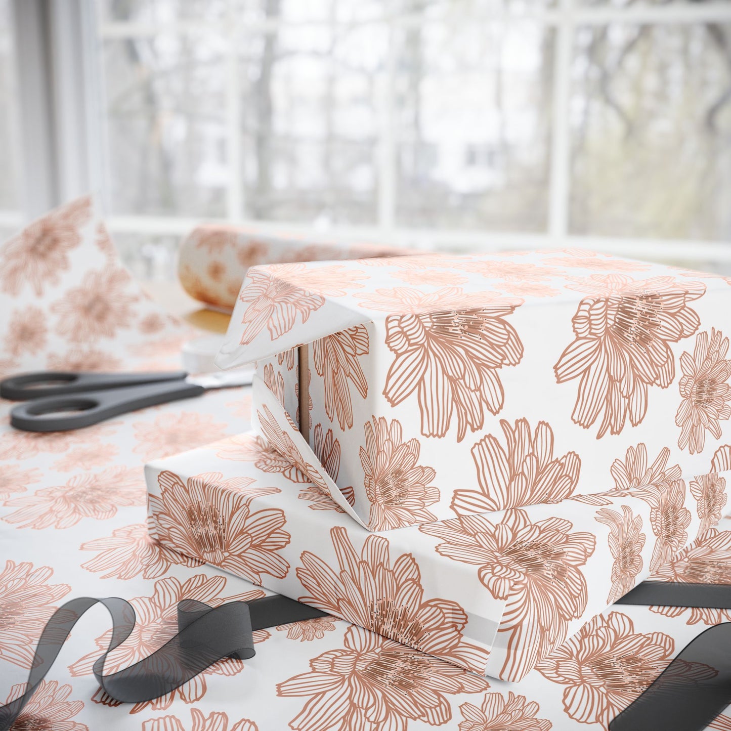 Elegant Floral Wrapping Paper, Gift Wrap for Birthdays, Weddings, Anniversaries, Holidays, Eco-Friendly Gift Wrap
