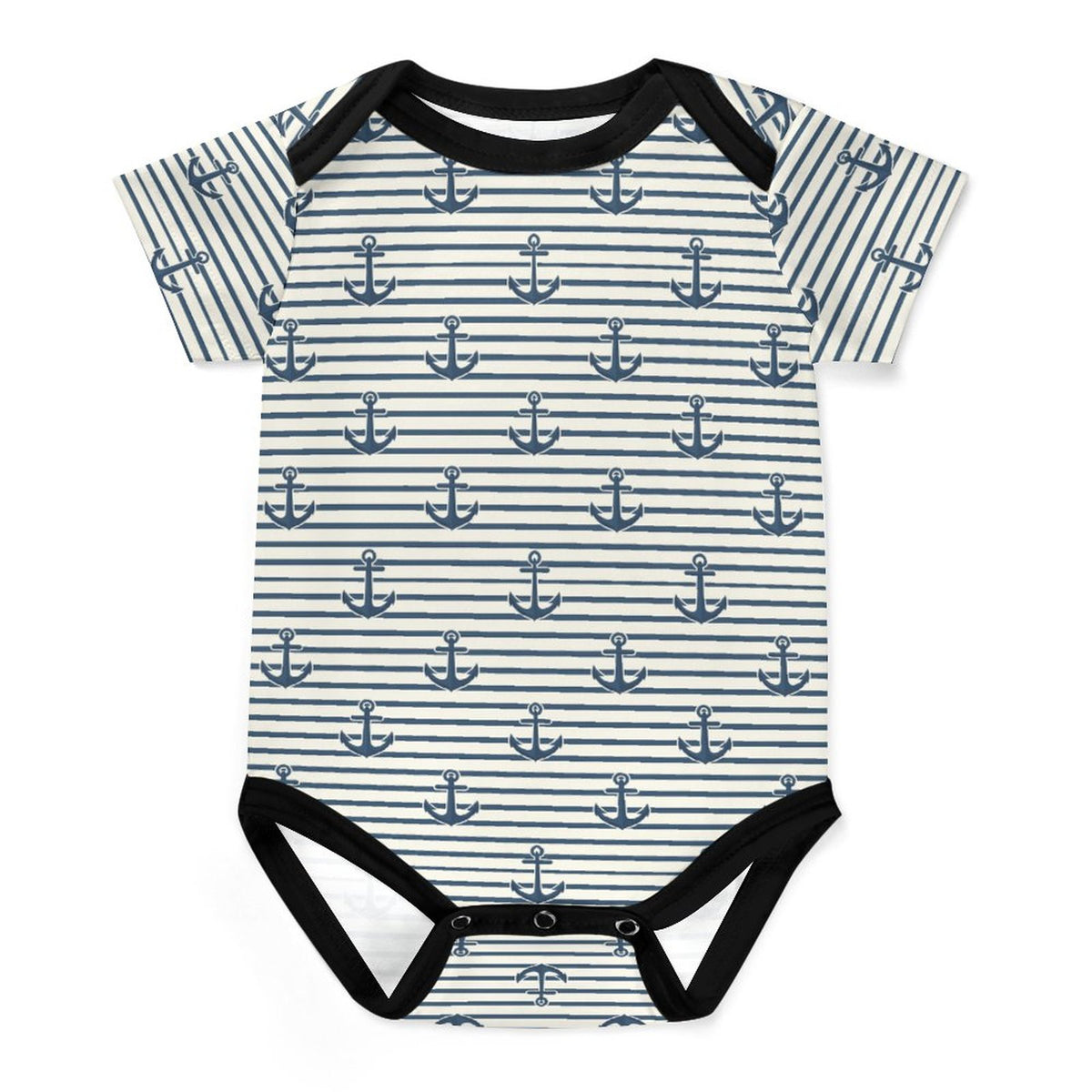 Faux Cotton Short Sleeve Baby Romper Anchors