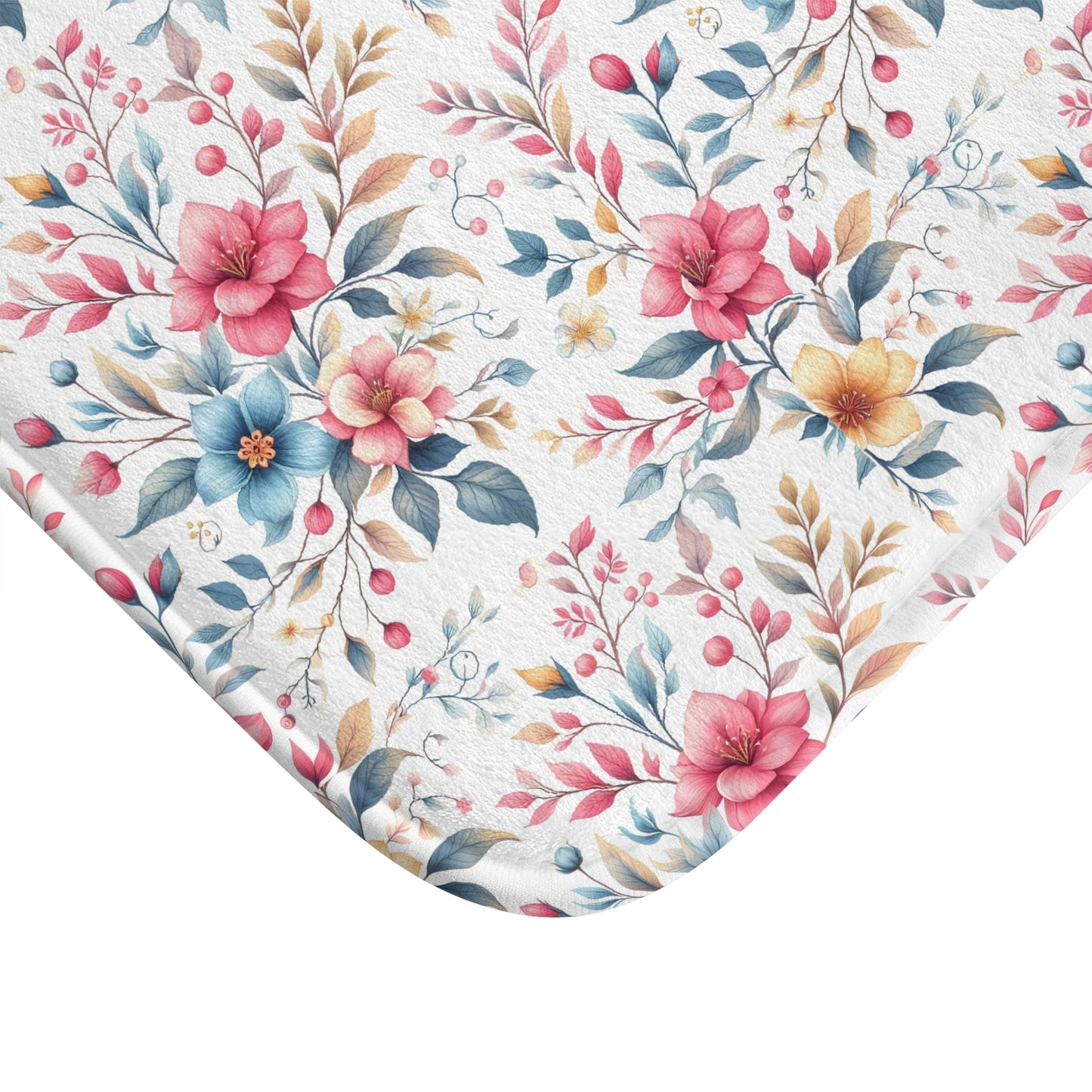 Floral Bath Mat - Cozy Home Decor, Bathroom Accessory, Gift for Her, Flower Pattern Rug, Spring Decor