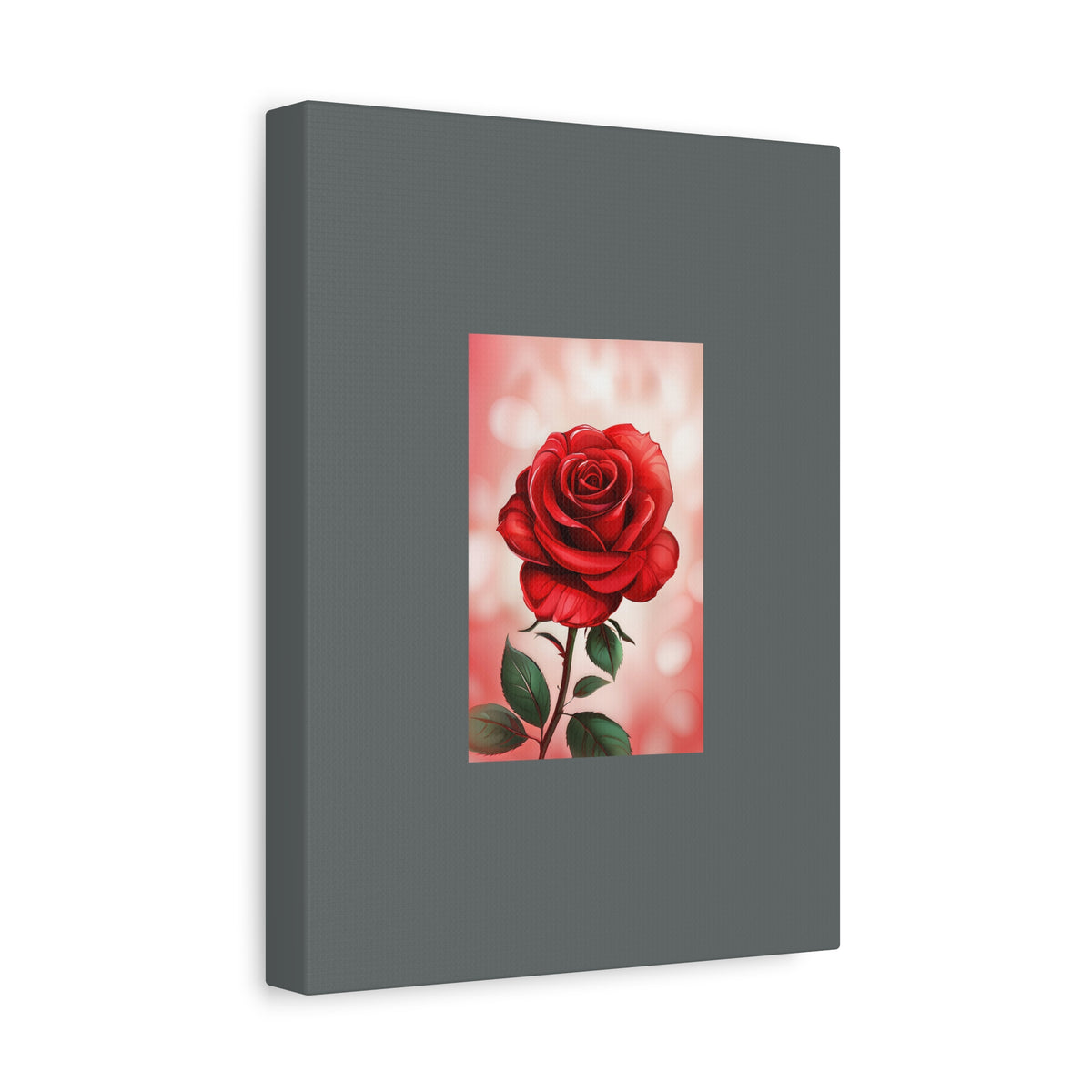 Red Rose Vertical Matte Canvas Print — Romantic Floral Wall Art