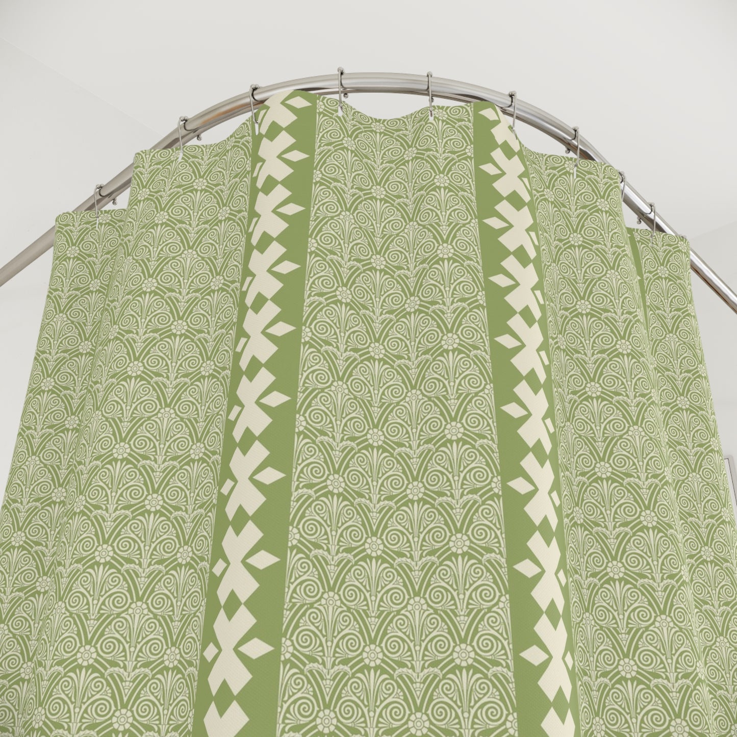 Elegant Green Geometric Shower Curtain, Bathroom Decor, Minimalist Home Accessory, Eco-Friendly Shower Curtain, Gift for Homeowners