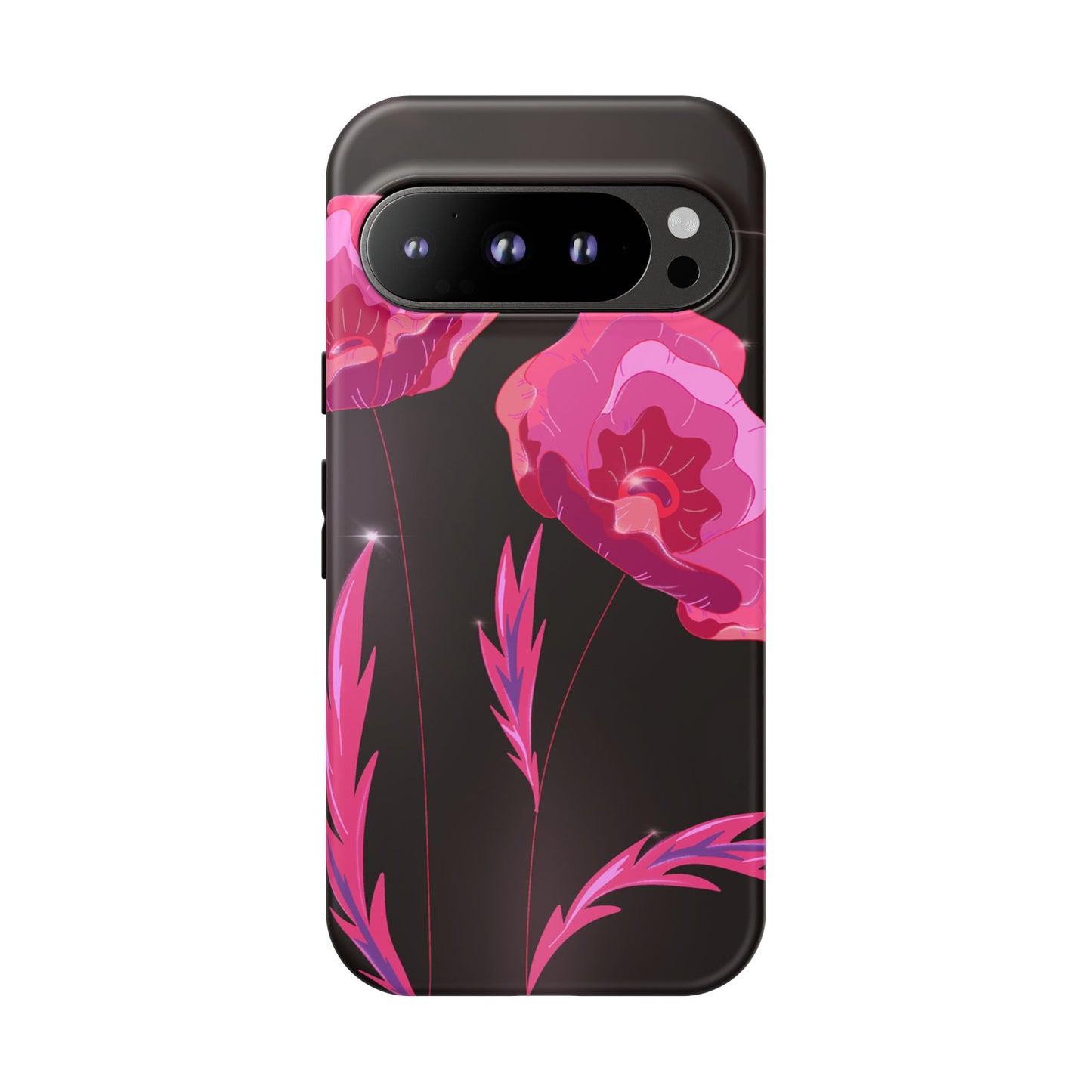 Floral iPhone Case | Tough Cases with Pink Poppy Design, Elegant Flower Phone Cover, Gift for Her, Spring Accessories, Chic Tech