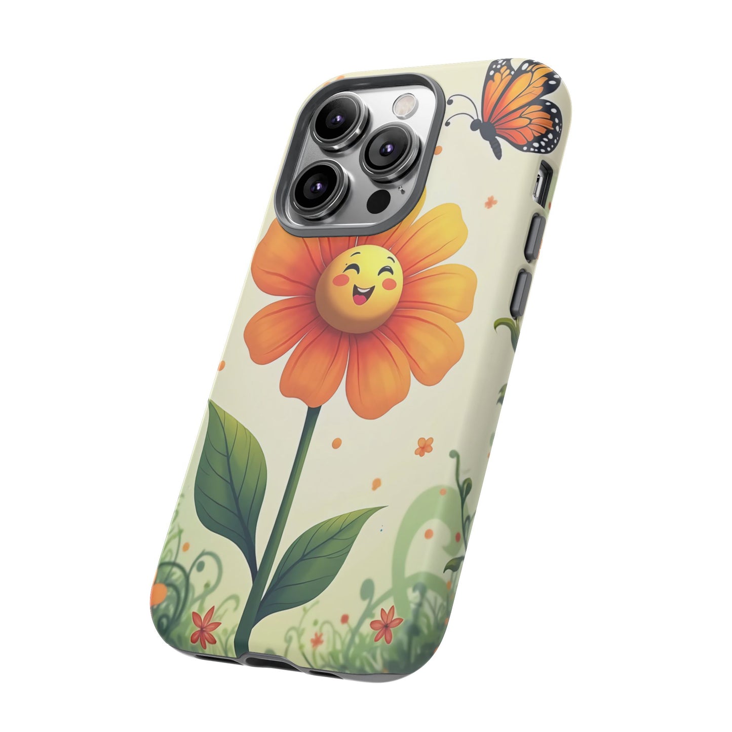 Floral Phone Case with Butterfly Design, Cute Flower Phone Cover for Nature Lovers, Eco-Friendly Gift, Spring Vibes, Birthday Present
