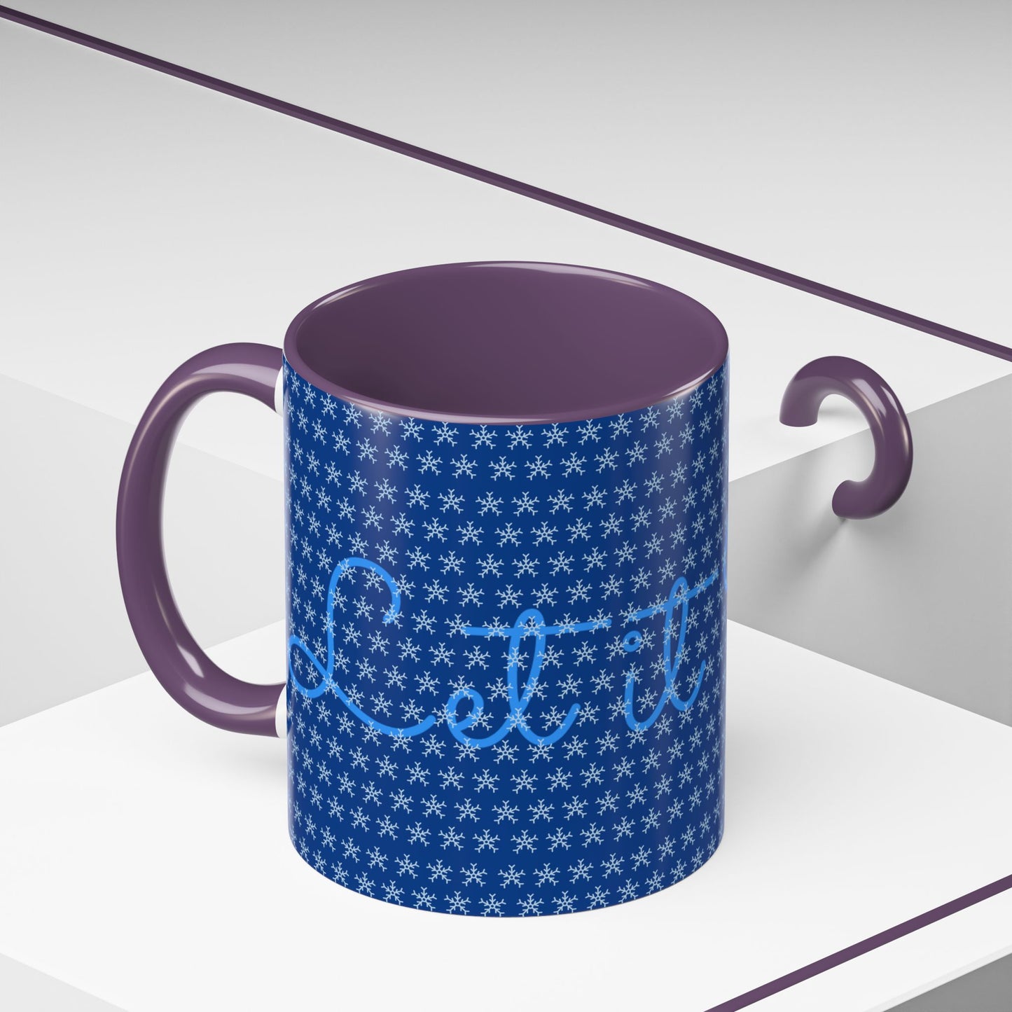 Snowy Night Accent Coffee Mug - Cozy Winter Drinkware, Seasonal Gifts, Holiday Décor, Comfortable Sipping, Blue Design