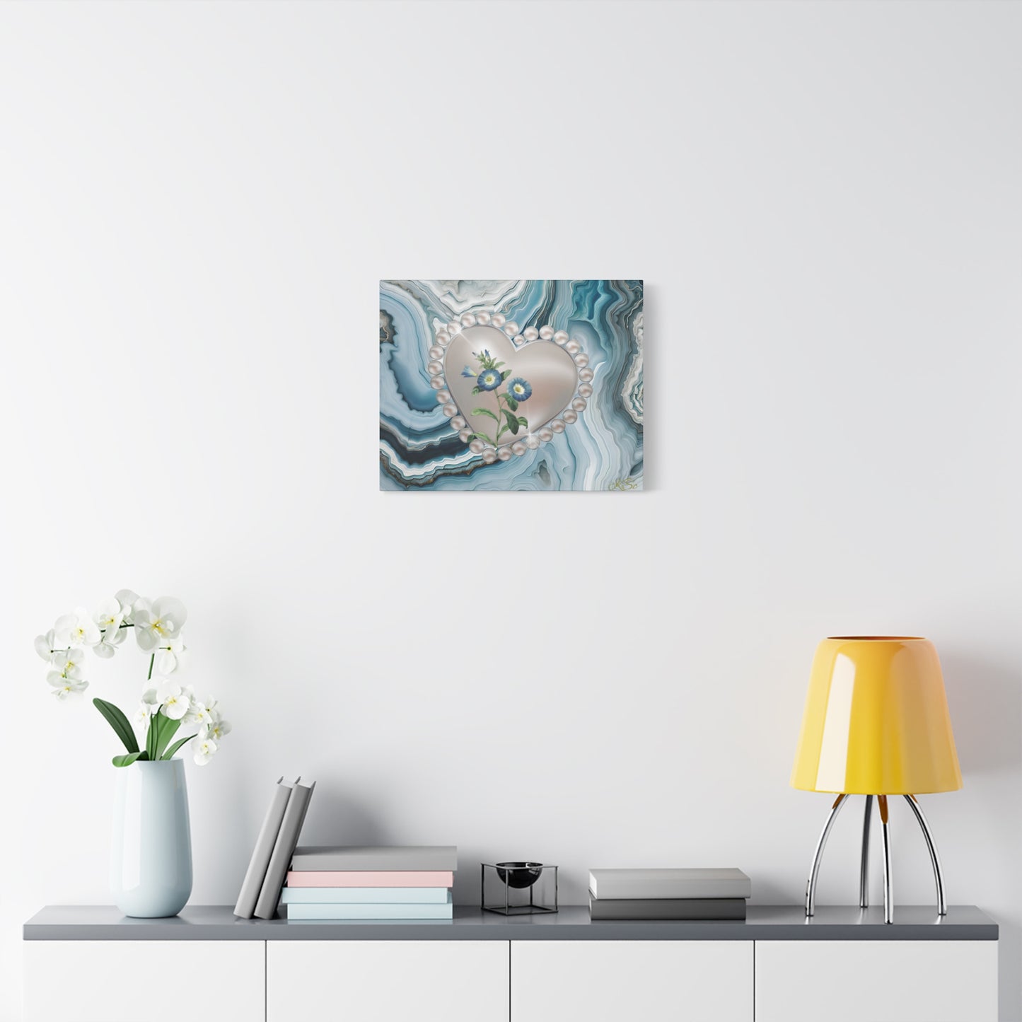 Elegant Floral Heart Canvas Wall Art, Modern Home Decor, Gift for Her