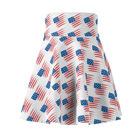 Patriotic Women's Skater Skirt, American Flag Print Skirt