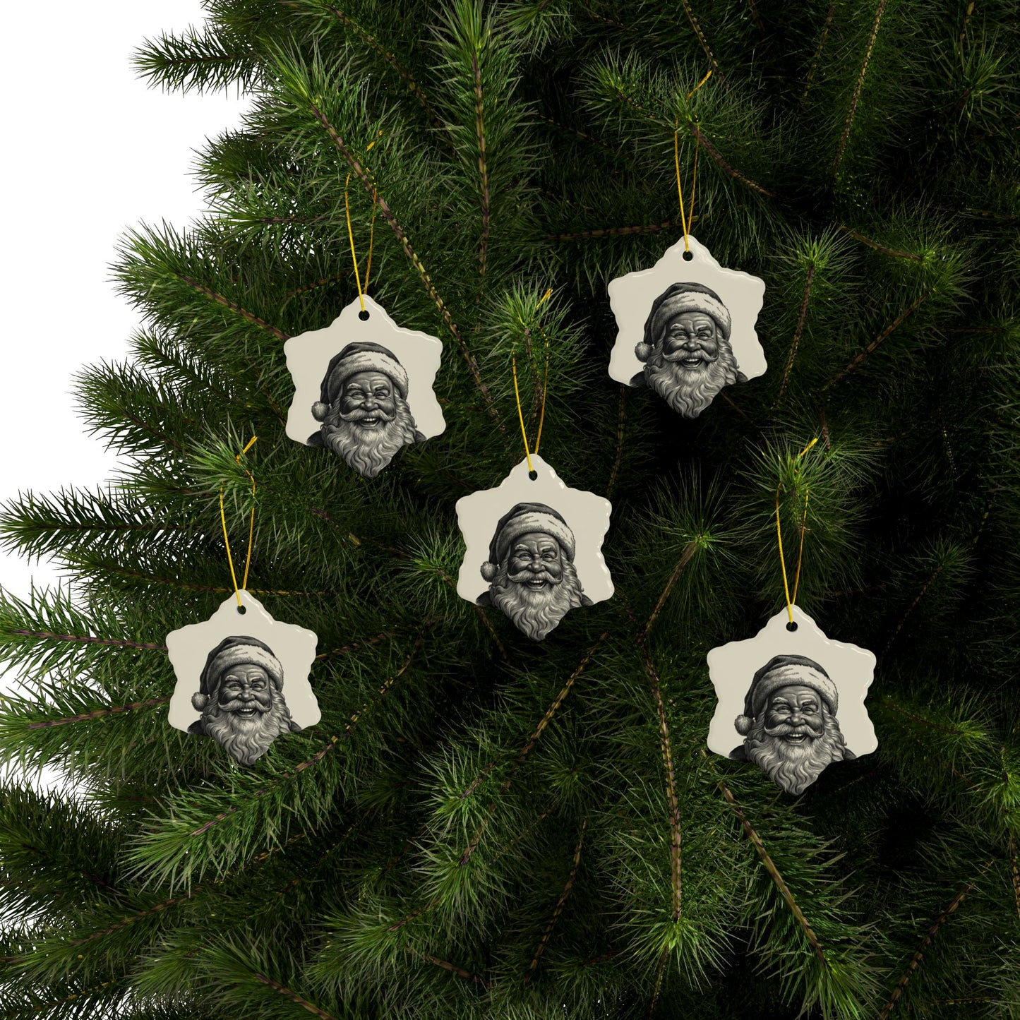Festive Ceramic Ornaments, 2-Sided Print for Christmas Decor, Personalized Holiday Gifts, Winter Decorations, Santa Claus Ornaments