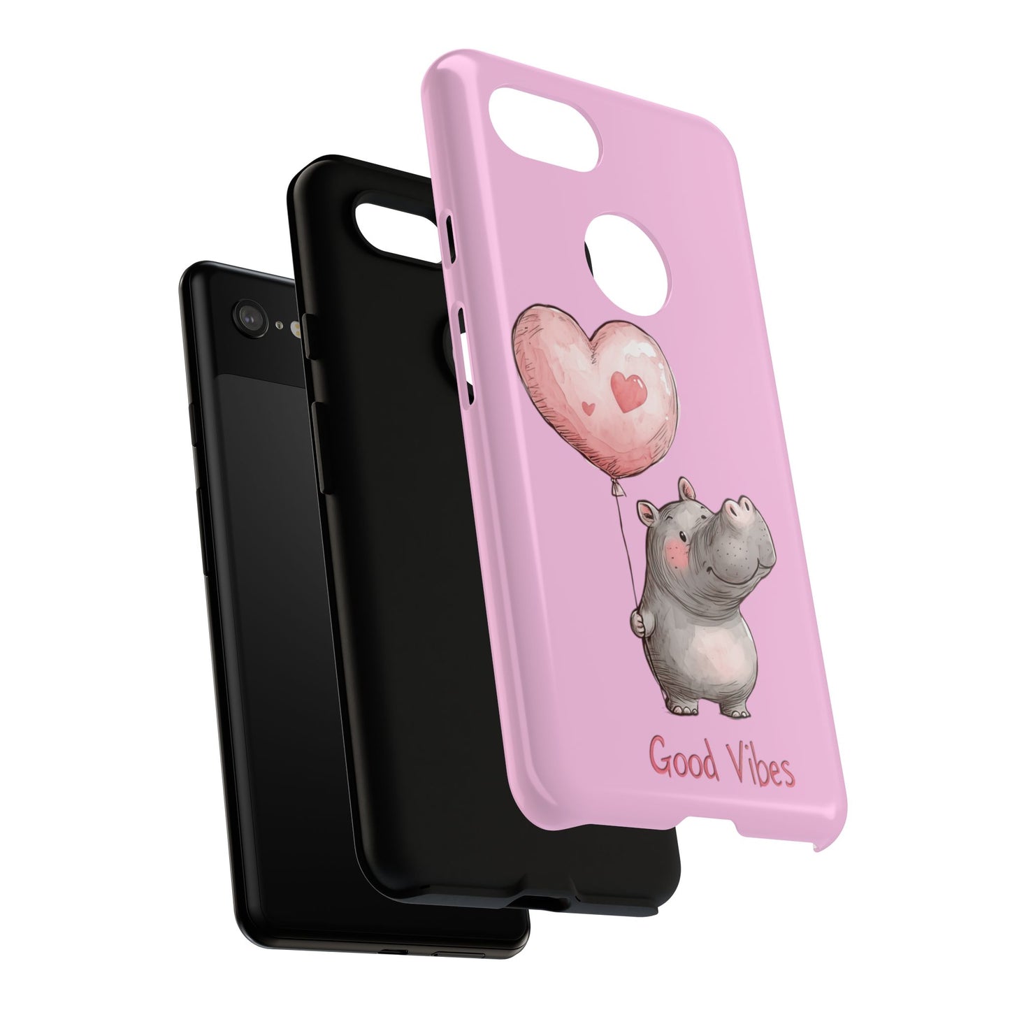 Cute Hippo Phone Case | Good Vibes, Gift for Friends, Cute Phone Accessories, Animal Lover Gift, Happy Phone Cover