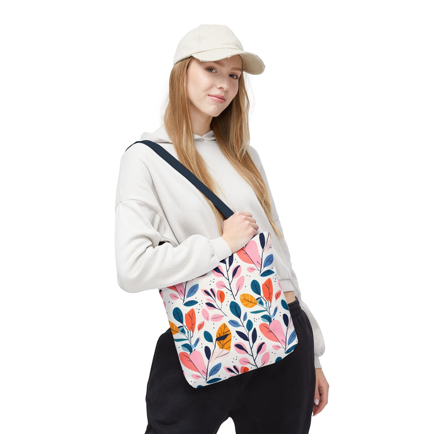 Floral Leaves Tote Bag — Colorful Botanical All-Over Print Bag