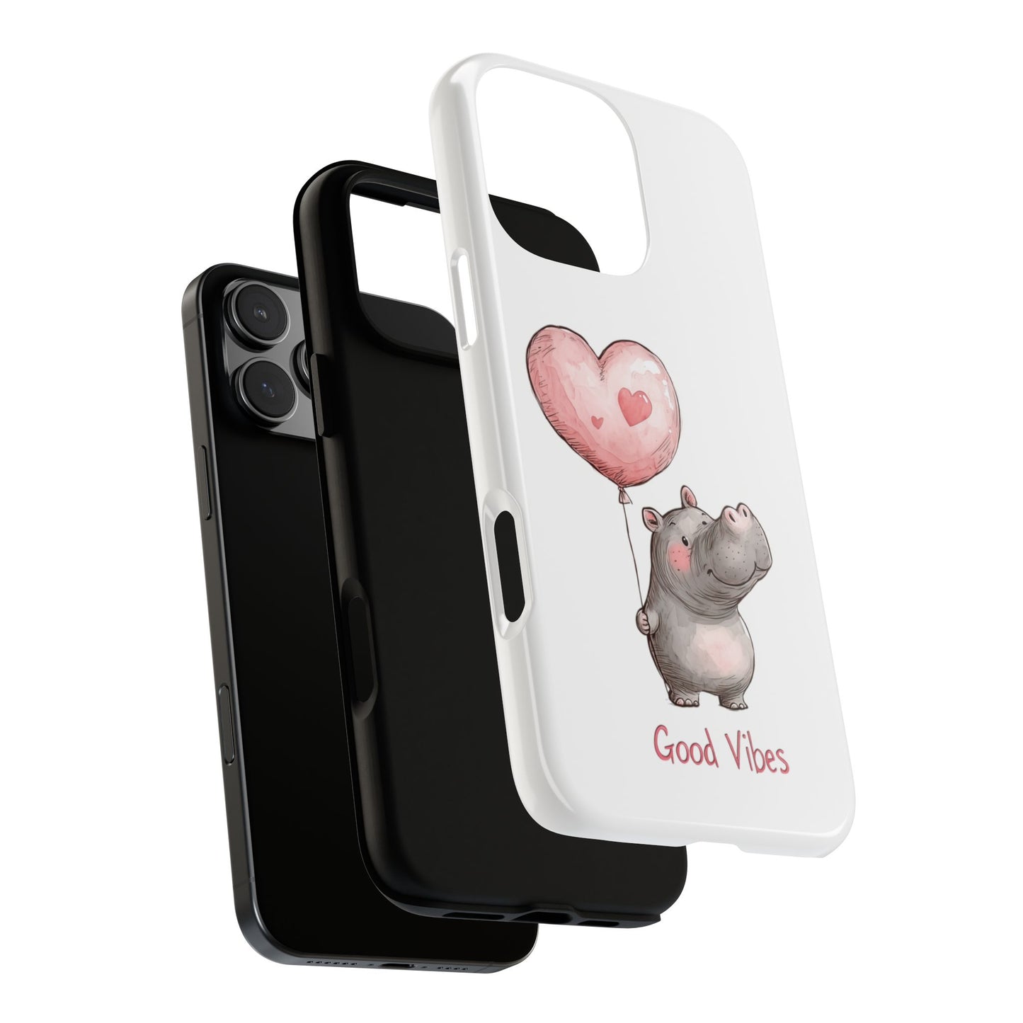 Cute Hippo Phone Case - Good Vibes Design, Animal Lover Gift, Fun Accessory, Birthday Present, Phone Accessories