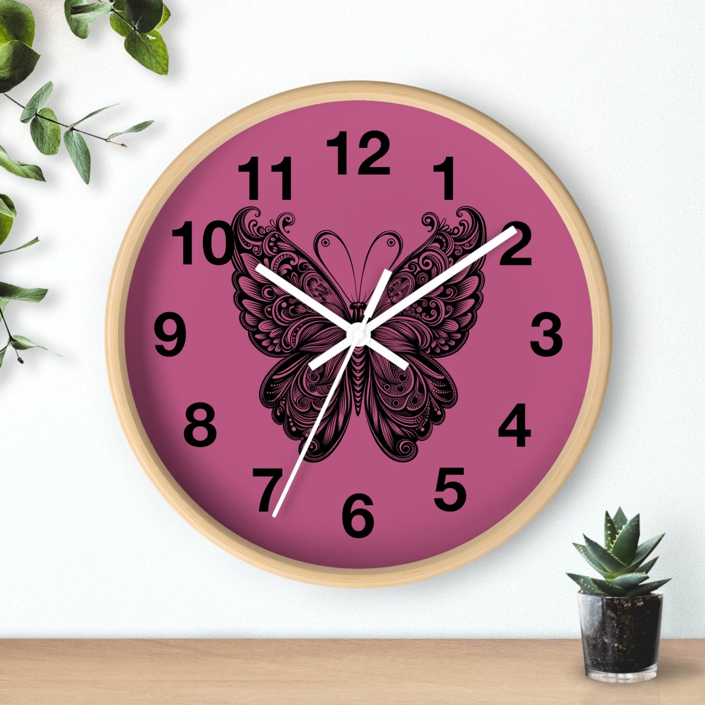 Butterfly Inspired Wall Clock | Chic Home Decor, Unique Gift for Her, Modern Timepiece, Butterfly Lover Gift, Pink Wall Clock