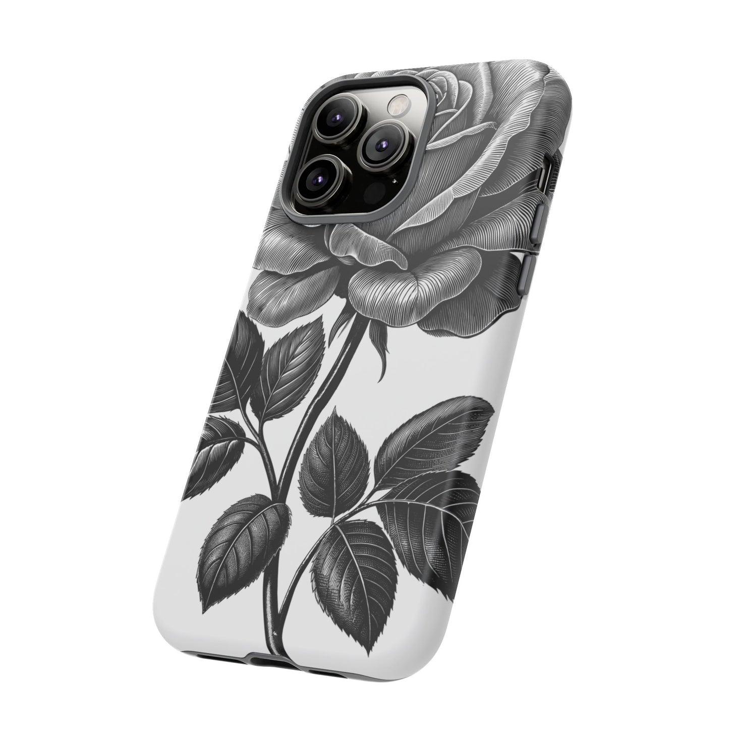 Elegant Floral Phone Case - Tough Cases, Black Rose Design, Floral Phone Cover, Stylish Phone Accessory, Gift for Her, Mother's Day
