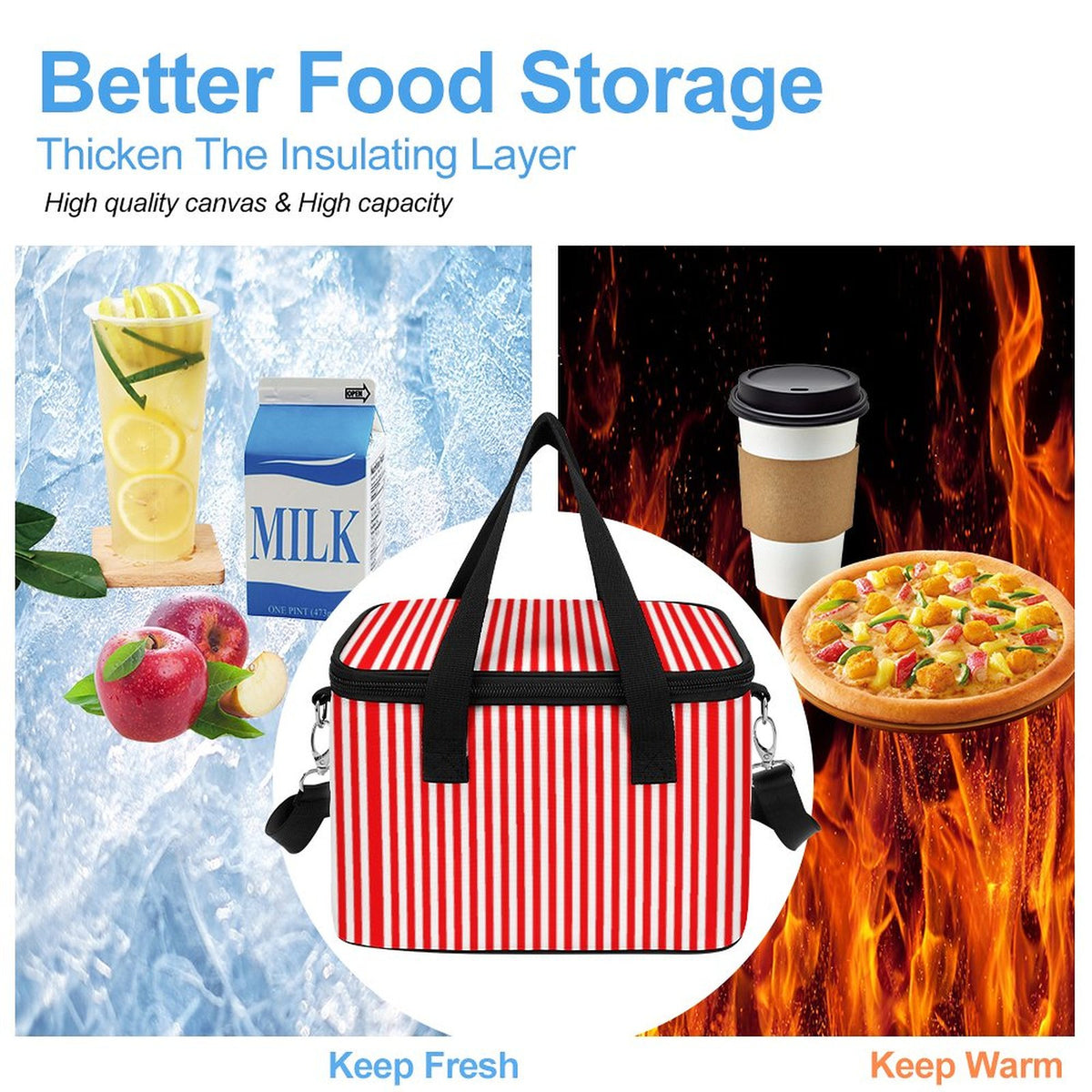 Portable Cooler/lunch bag - Red and white