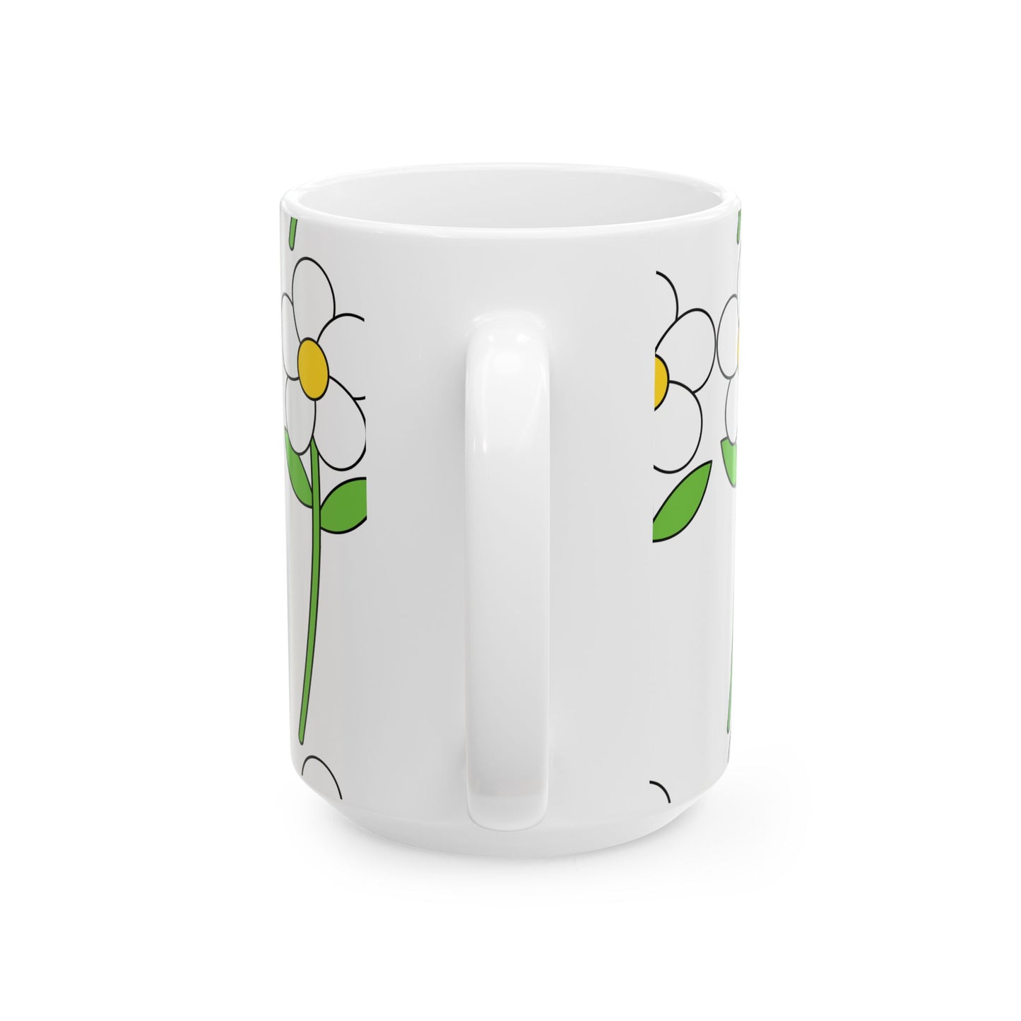 Flower Power Ceramic Mug - 11oz & 15oz, Floral Coffee Cup, Gift for Garden Lovers, Cute Tea Mug for Her, Spring Decor Mug