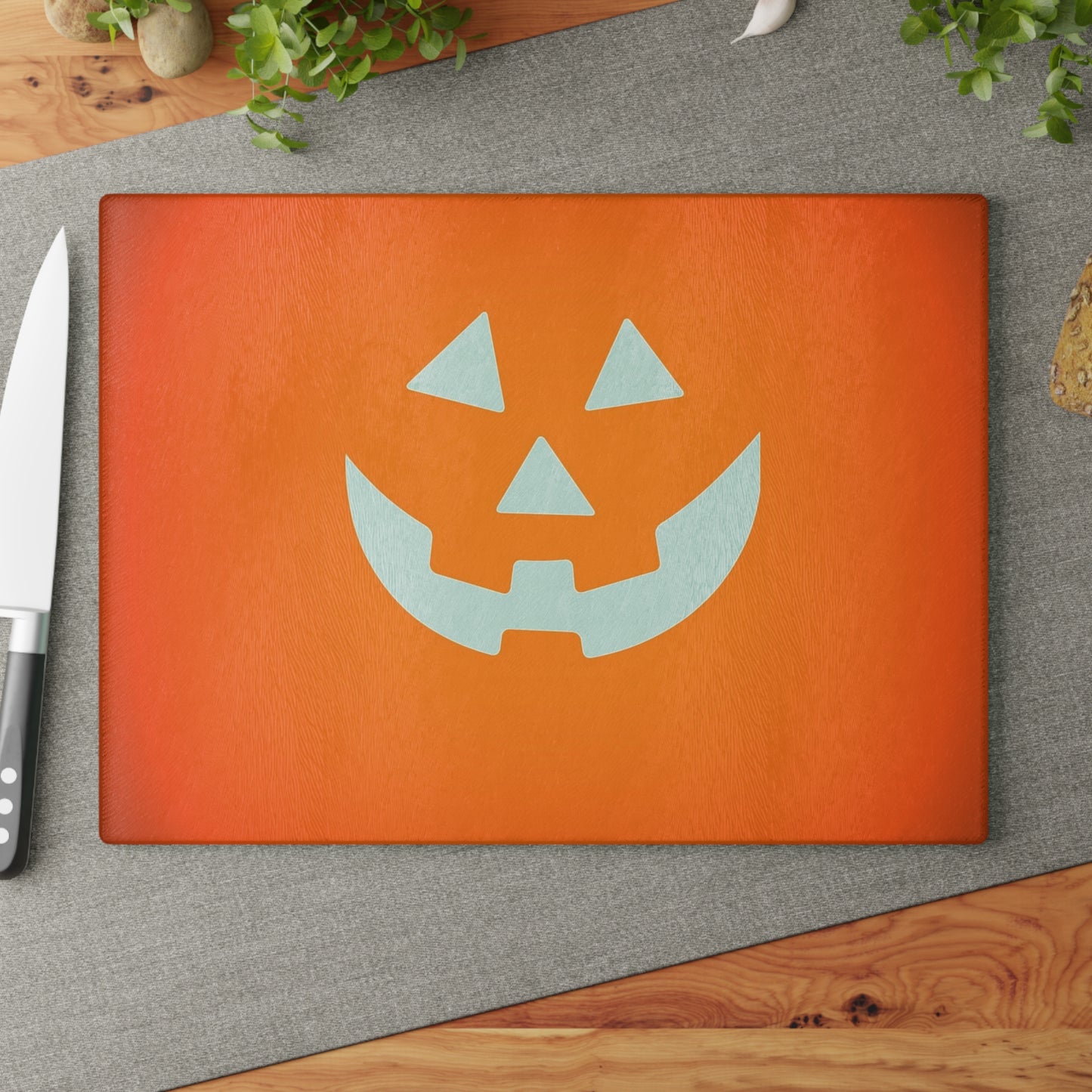 Halloween Pumpkin Glass Cutting Board, Festive Kitchen Decor, Fall Harvest Gift, Pumpkin Carving, Holiday Cooking
