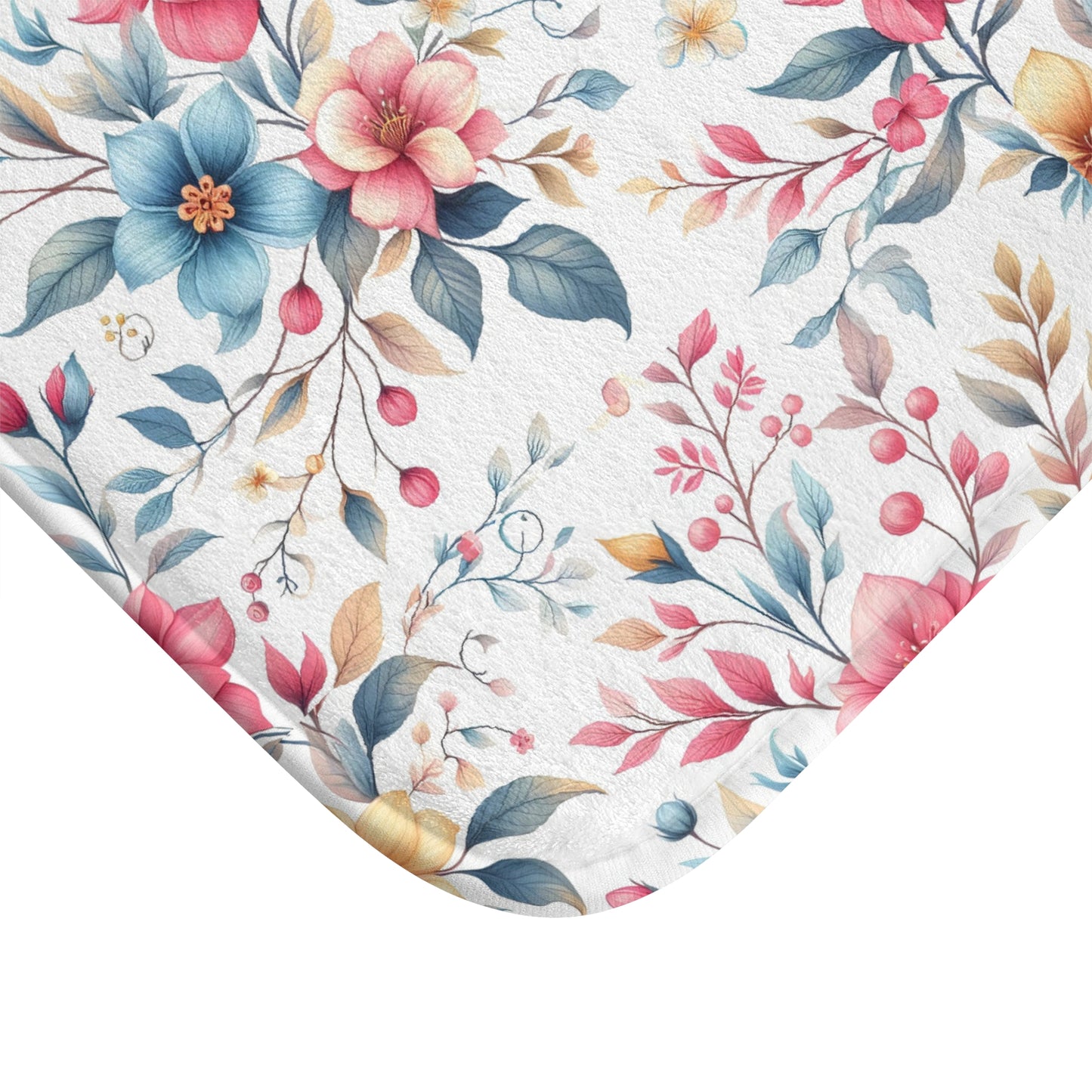 Floral Bath Mat - Cozy Home Decor, Bathroom Accessory, Gift for Her, Flower Pattern Rug, Spring Decor