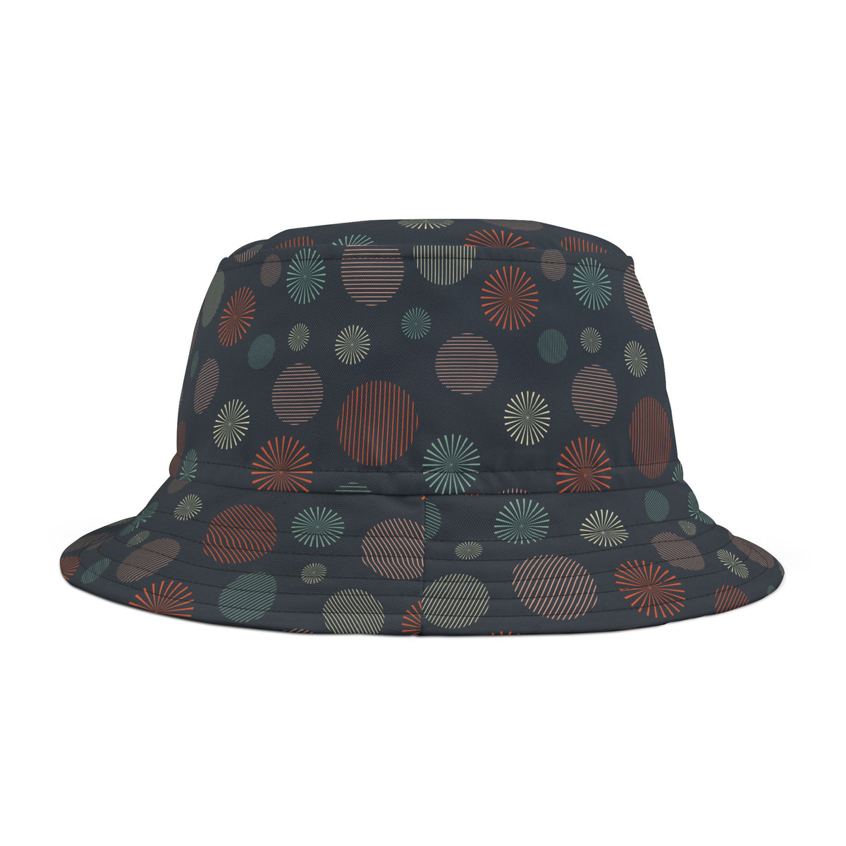 Bucket Hat — Dark Confetti Dot Pattern, Stylish Sun & Festival Accessory