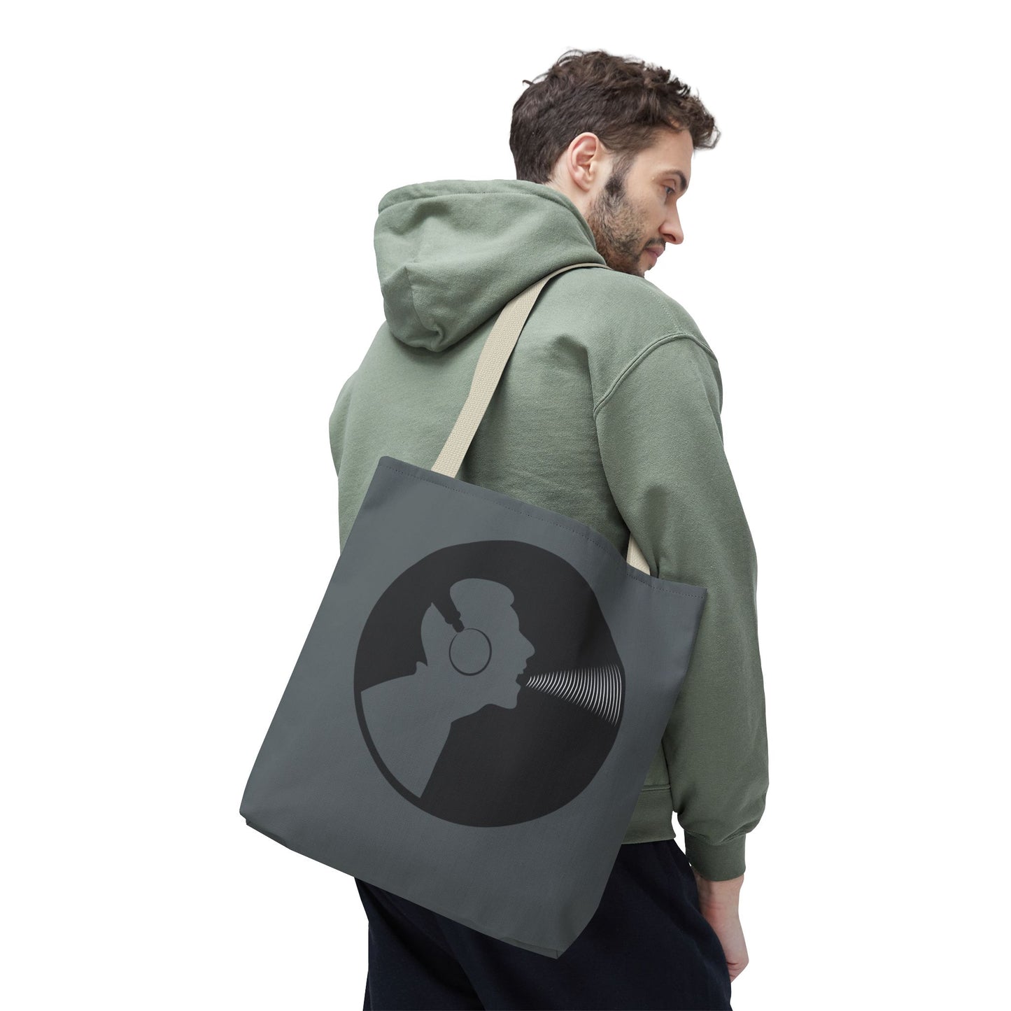 Music Lover's Tote Bag, Stylish Bag for Vinyl Enthusiasts, Gift for Music Lovers, Unique Shopping Tote, Record Player Accessory