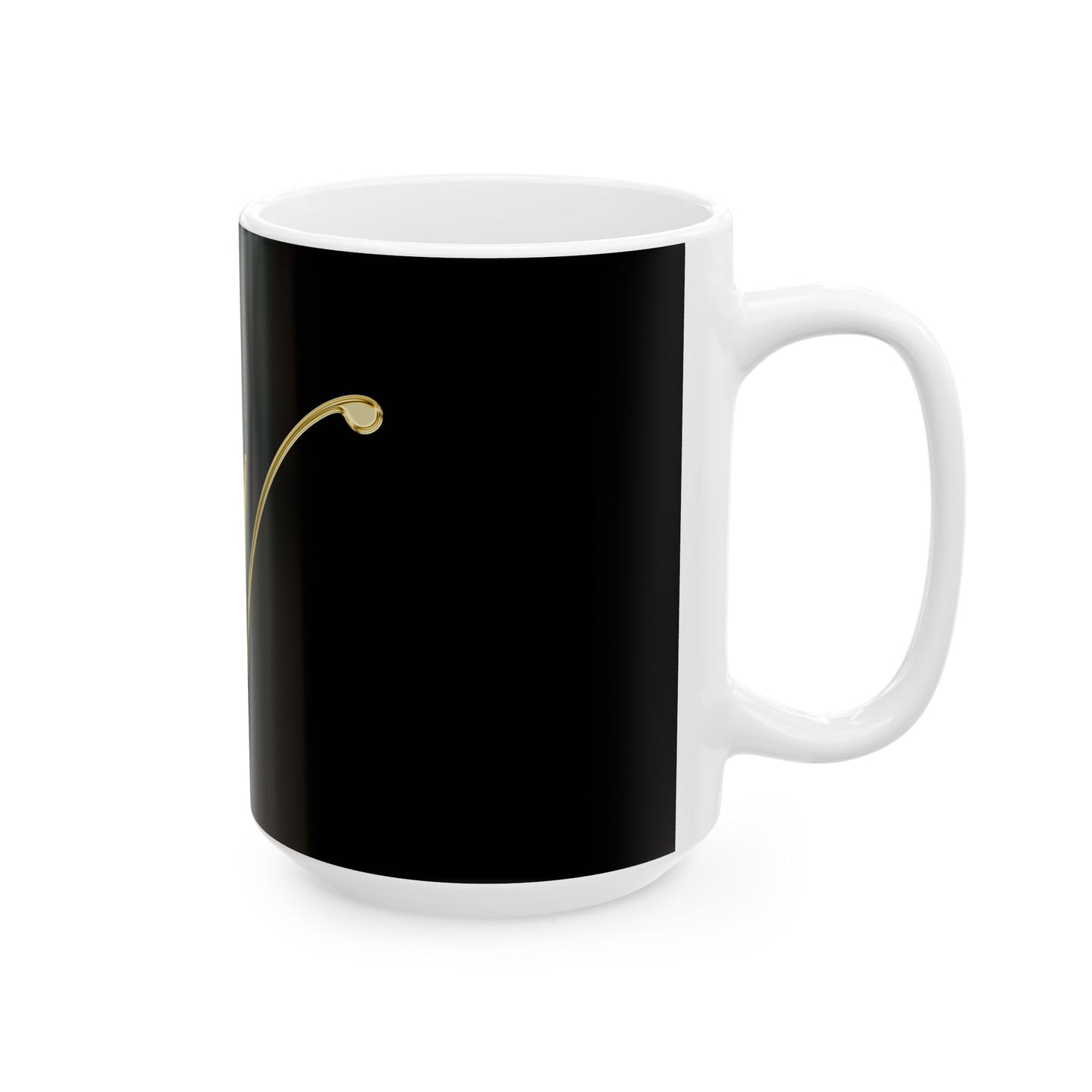 Gold Script 'W' Monogram Ceramic Mug – Elegant Initial Coffee Cup (11oz, 15oz)