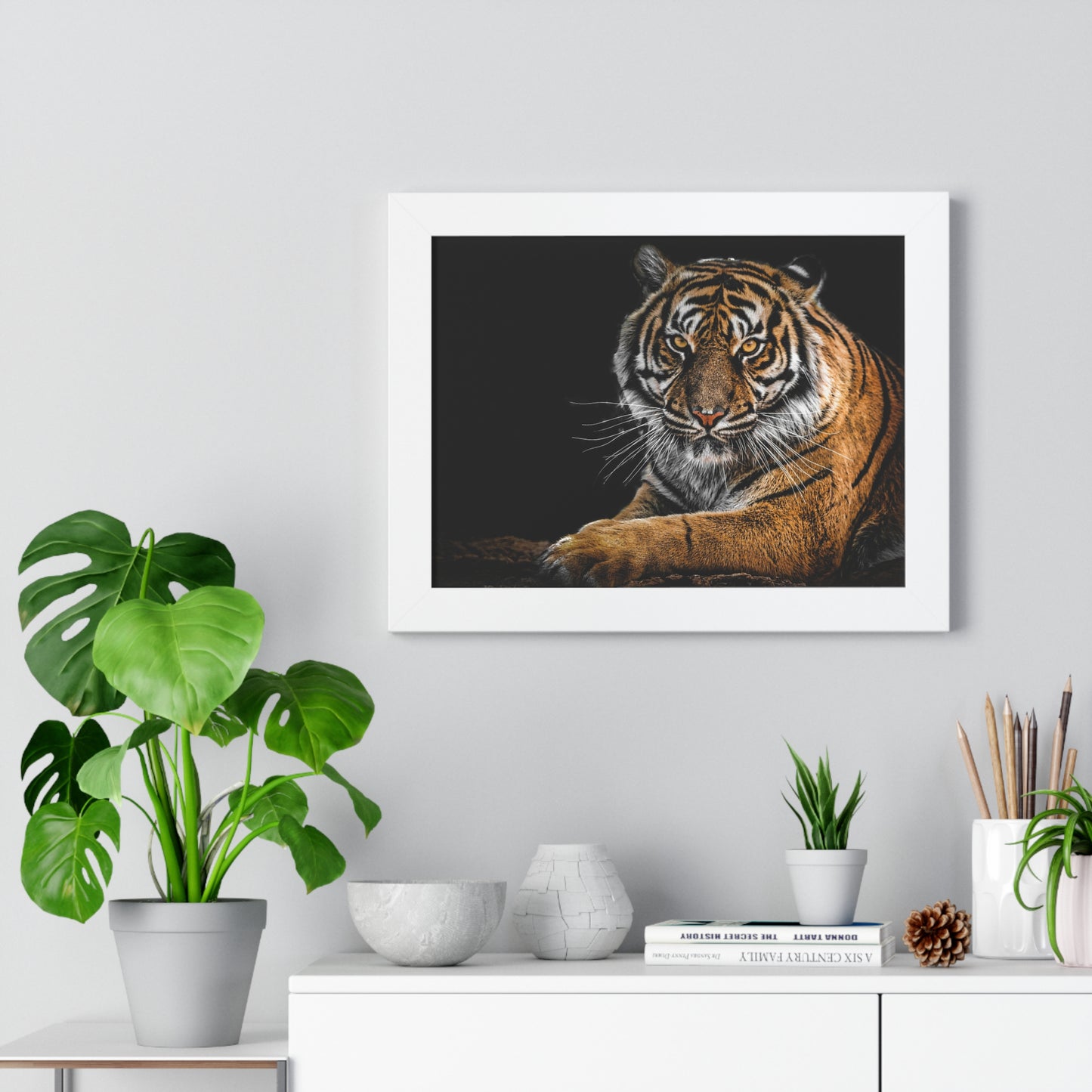 Majestic Tiger Wall Art Print, Framed Horizontal Poster, Animal Decor, Home Office Decoration, Wildlife Art, Gift Idea