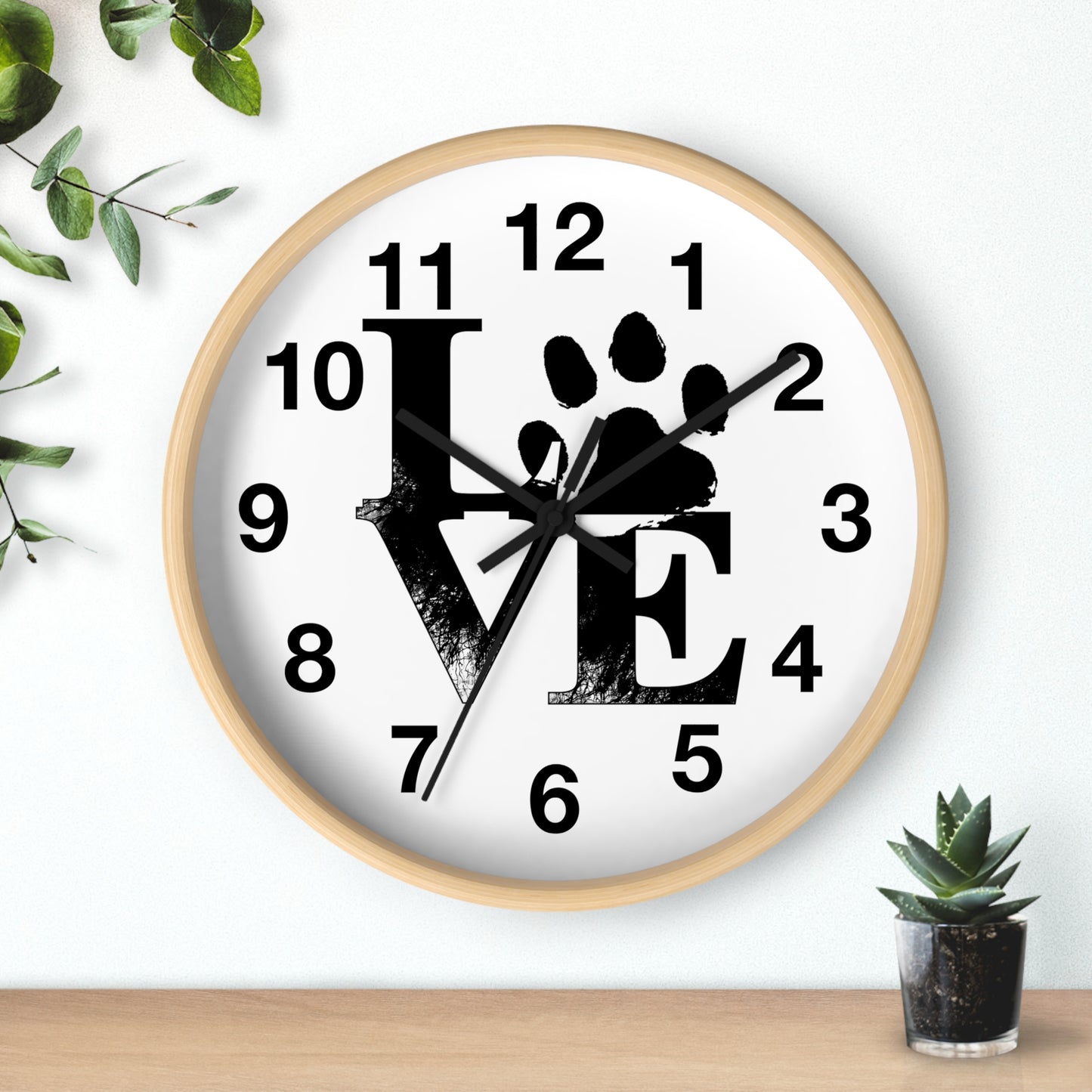 Paw Print Love Wall Clock - Pet Lover Gift, Dog Clock, Cat Decor, Animal Wall Art, Home Decor