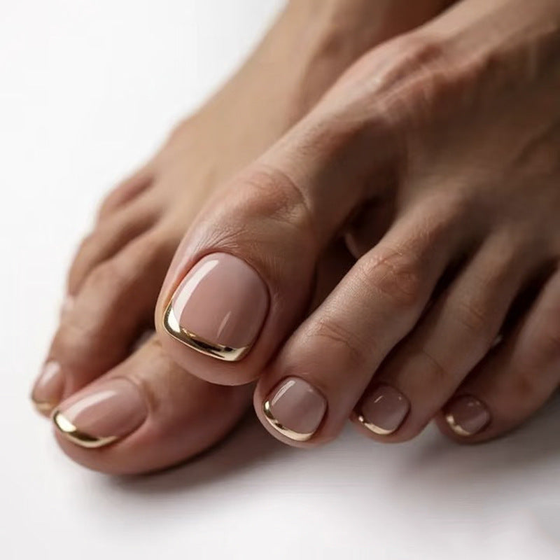 Casual toe nails, short square nails, wearable nails, manicure toes