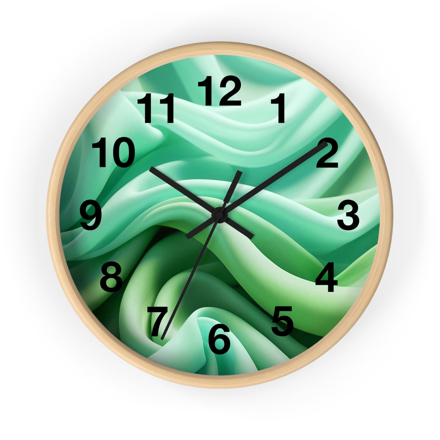 Serene Abstract Green Wall Clock, Modern Home Decor, Relaxing Timepiece, Gifts for Nature Lovers, Minimalist Wall Art