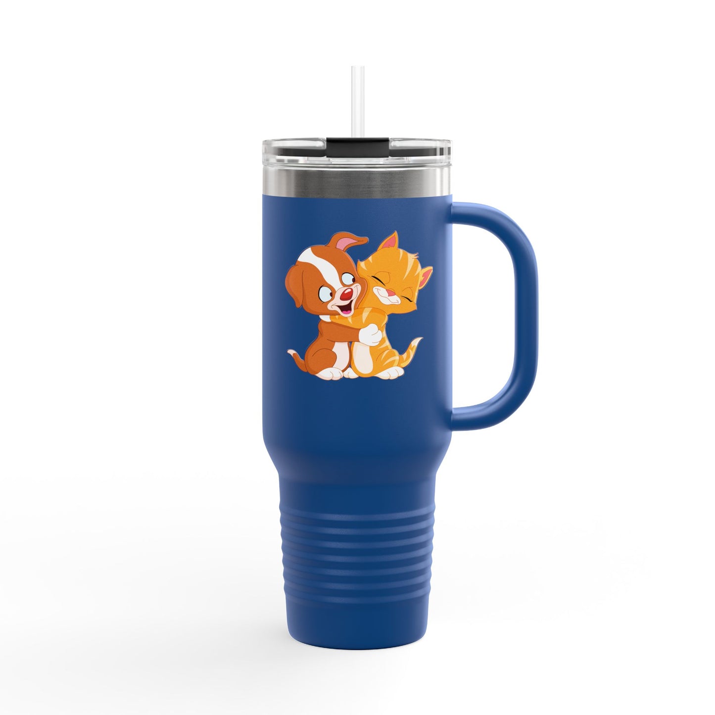 Whimsical Pet Love Insulated Travel Mug, Cute Animal Travel Mug, 40oz Coffee Cup, Dog Cat Drinkware, Funny Gift for Pet Lovers