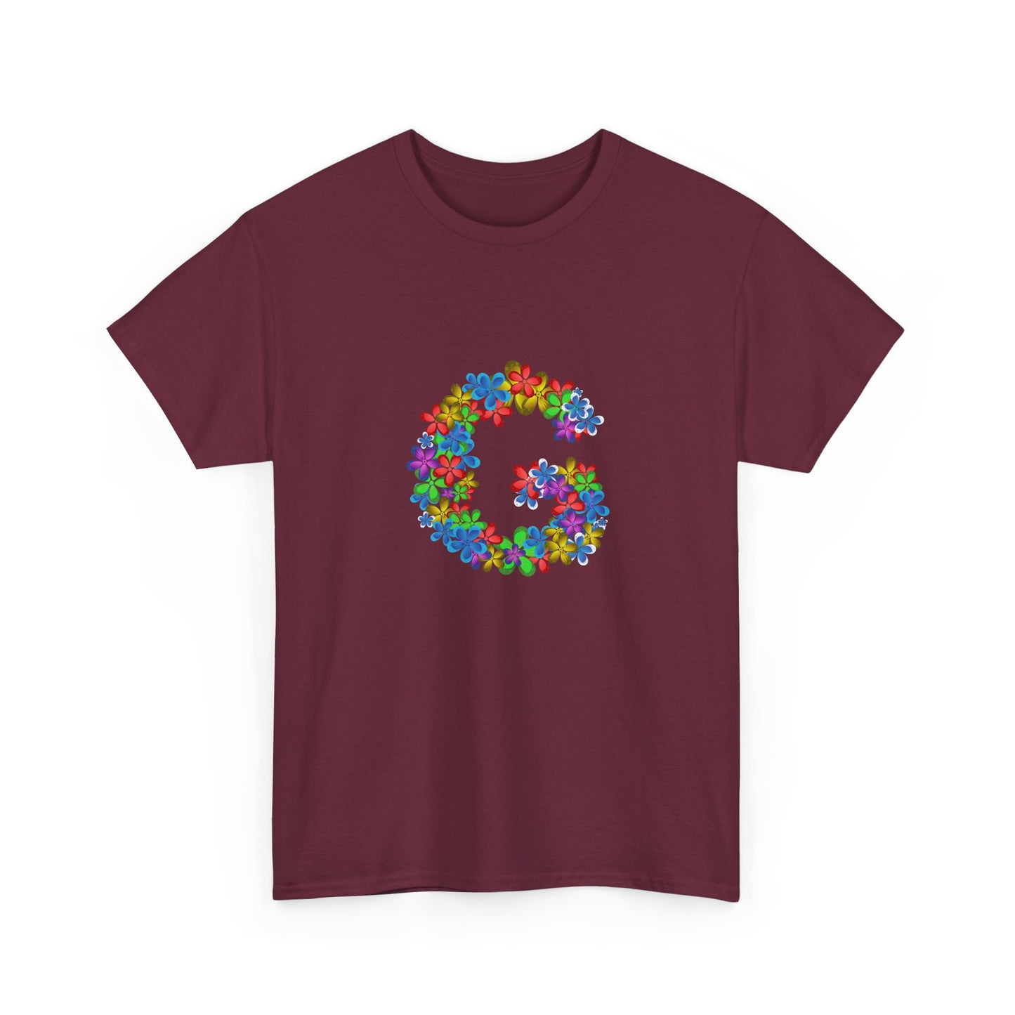 Floral Initial Unisex Tee - Personalized Gift, Casual Summer Wear, Birthday Present, Eco-Friendly Tee, Customizable Clothing